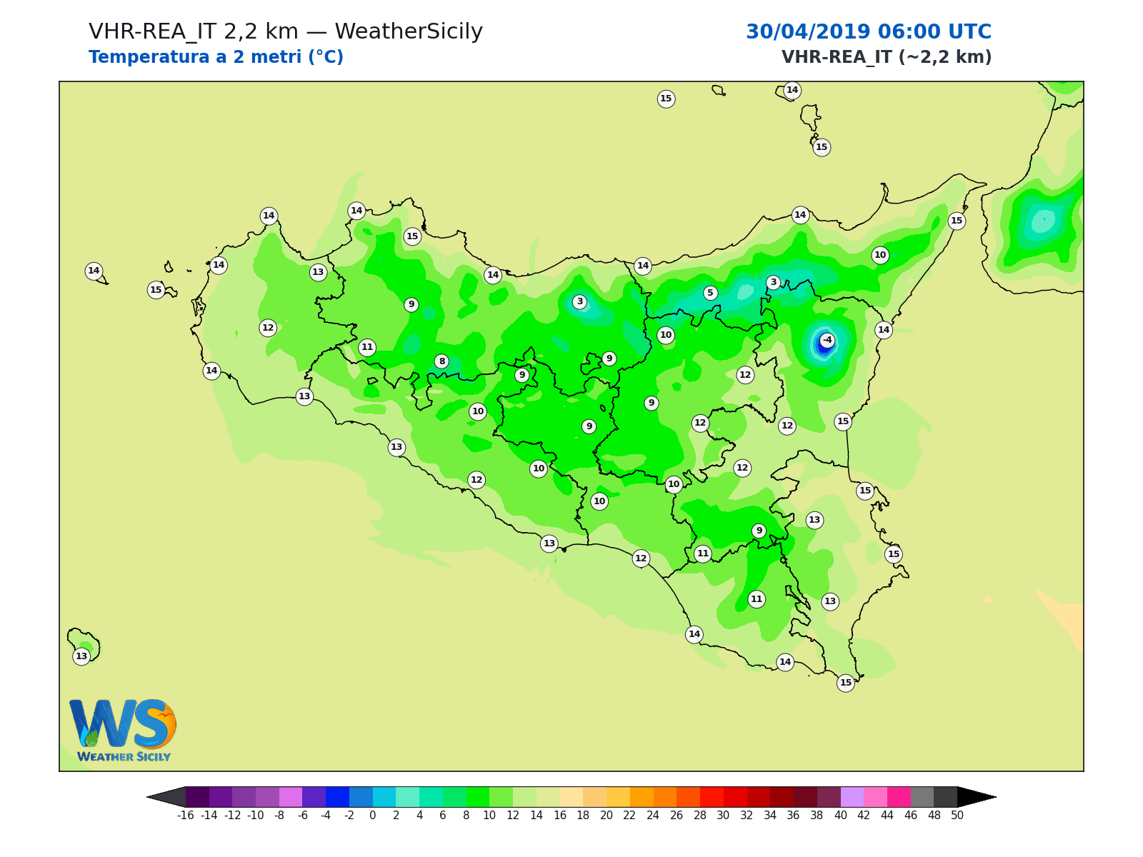 Temperatura a 2 metri · 2019043006