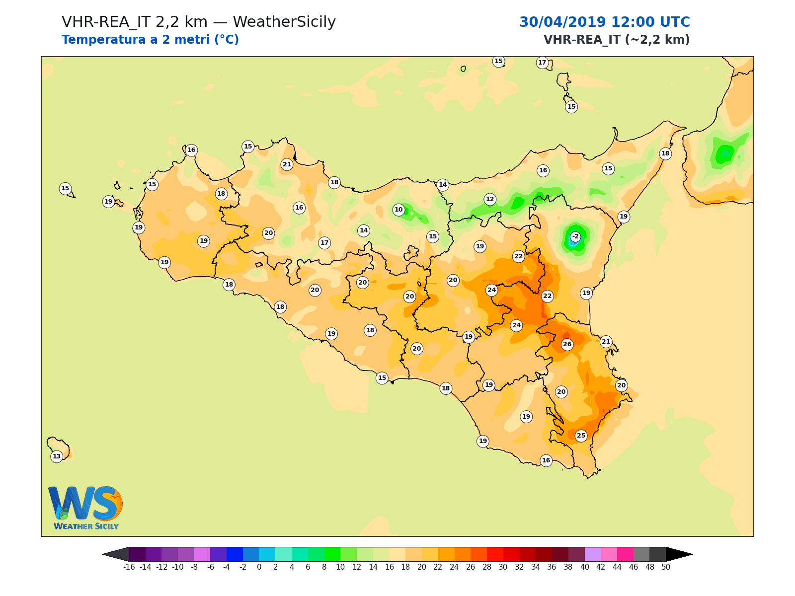 Temperatura a 2 metri · 2019043012