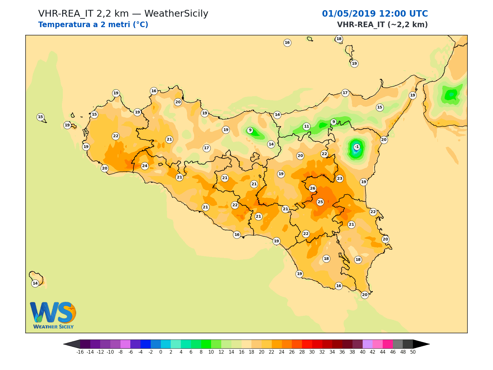 Temperatura a 2 metri · 2019050112