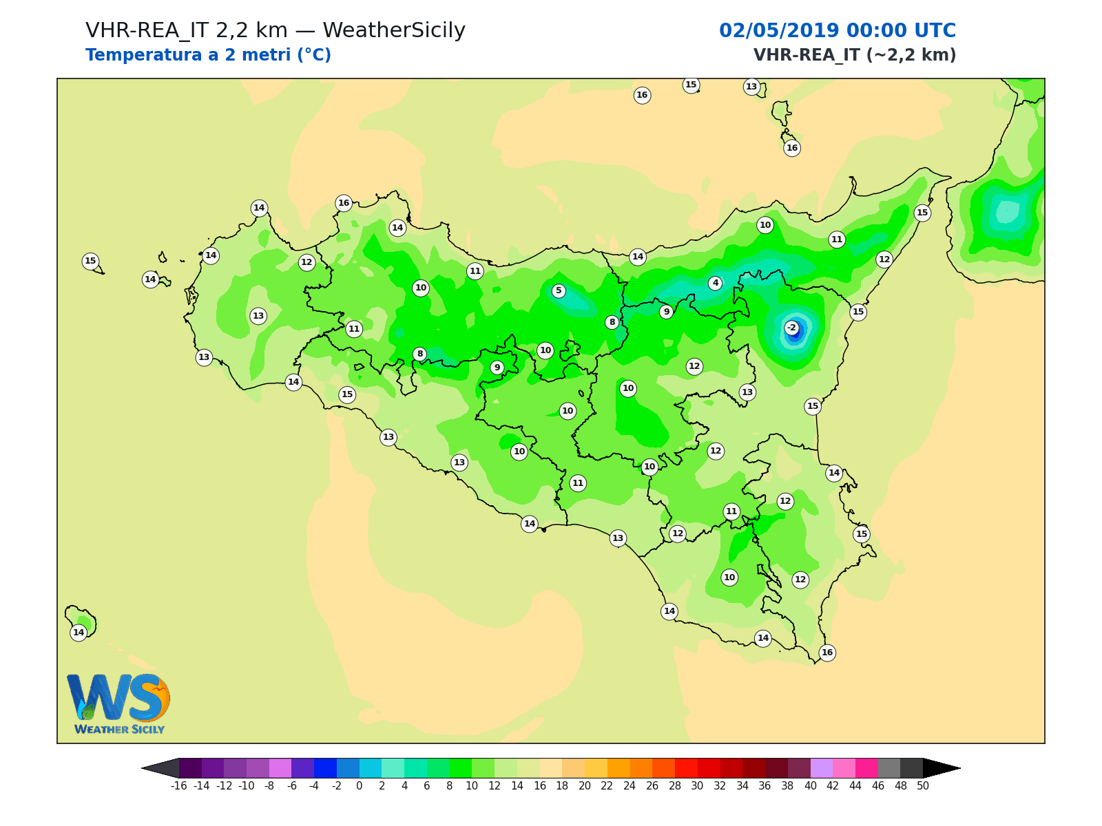 Temperatura a 2 metri · 2019050200