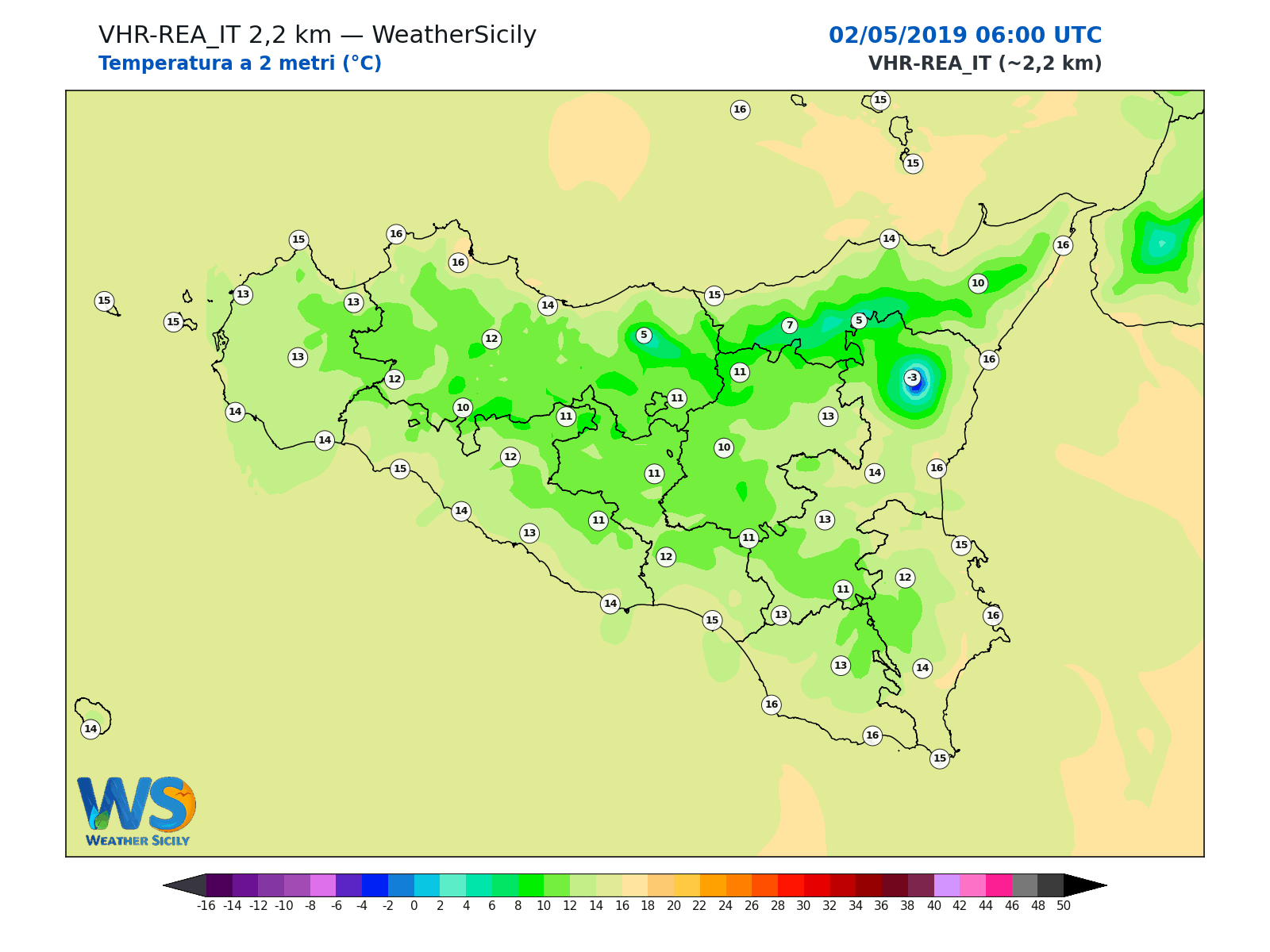 Temperatura a 2 metri · 2019050206