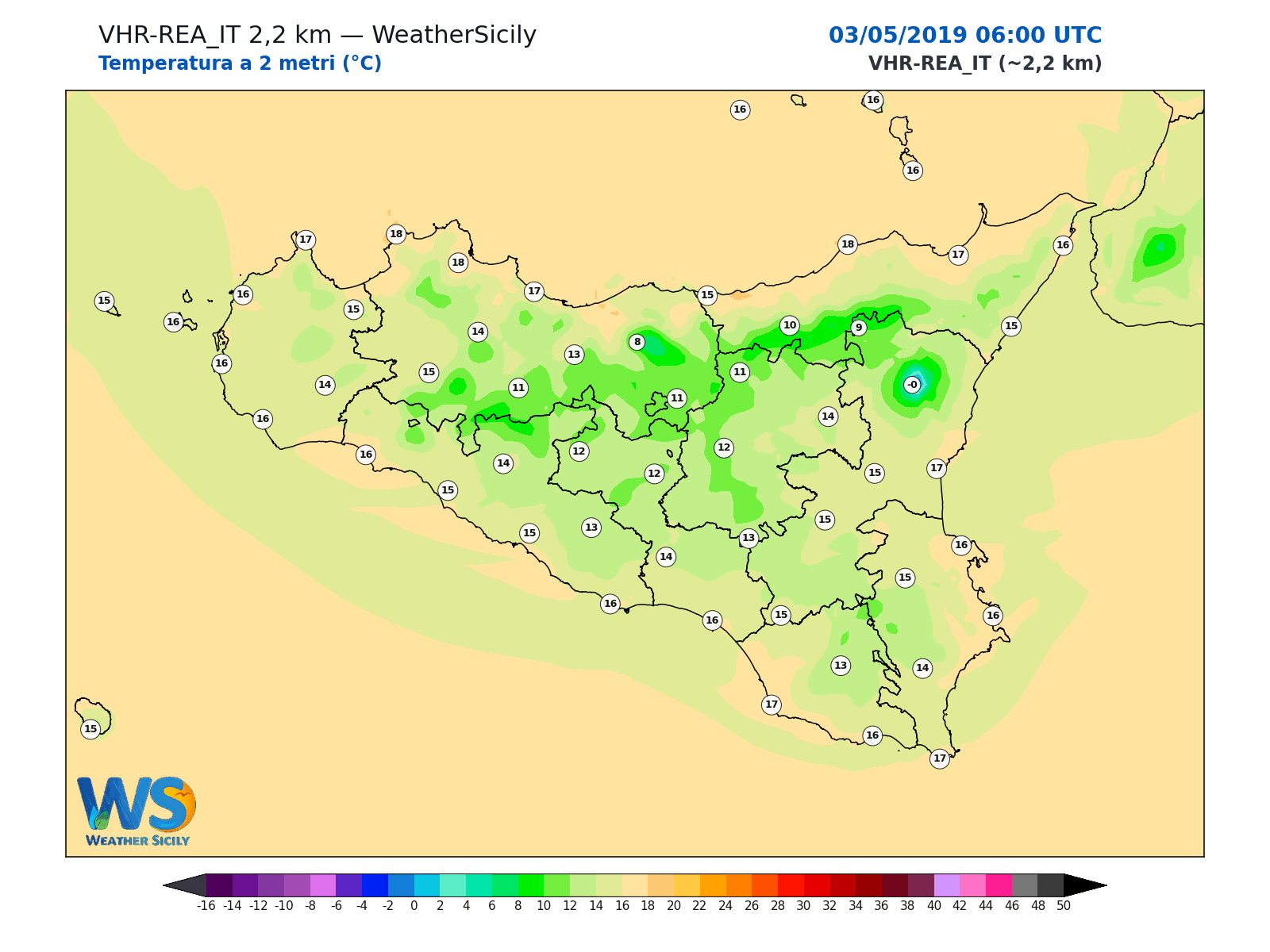 Temperatura a 2 metri · 2019050306