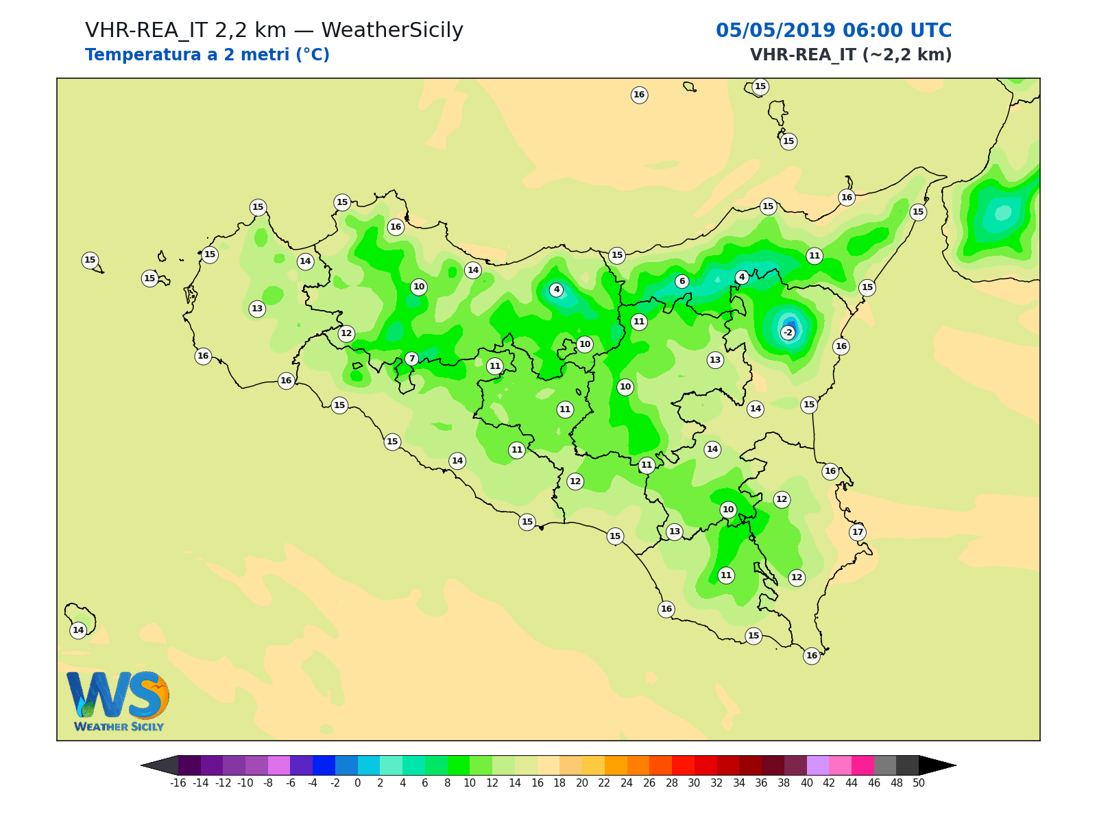 Temperatura a 2 metri · 2019050506