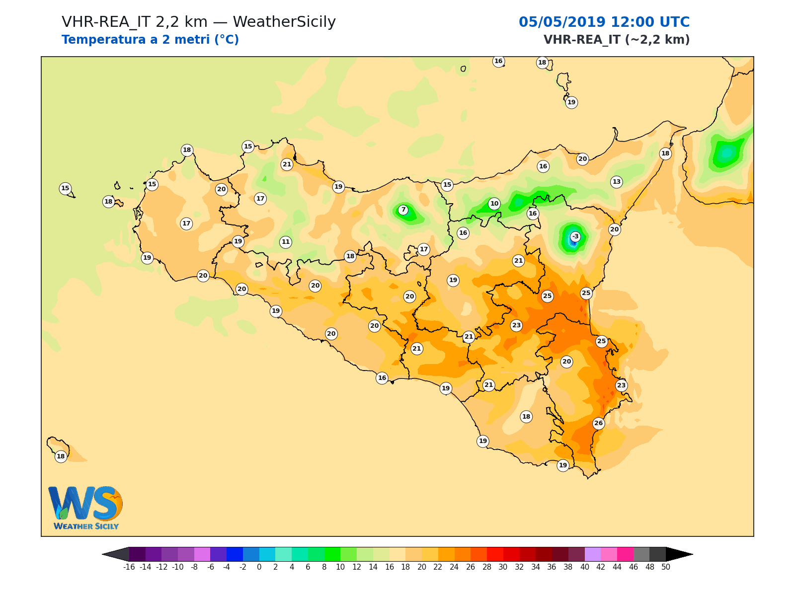 Temperatura a 2 metri · 2019050512
