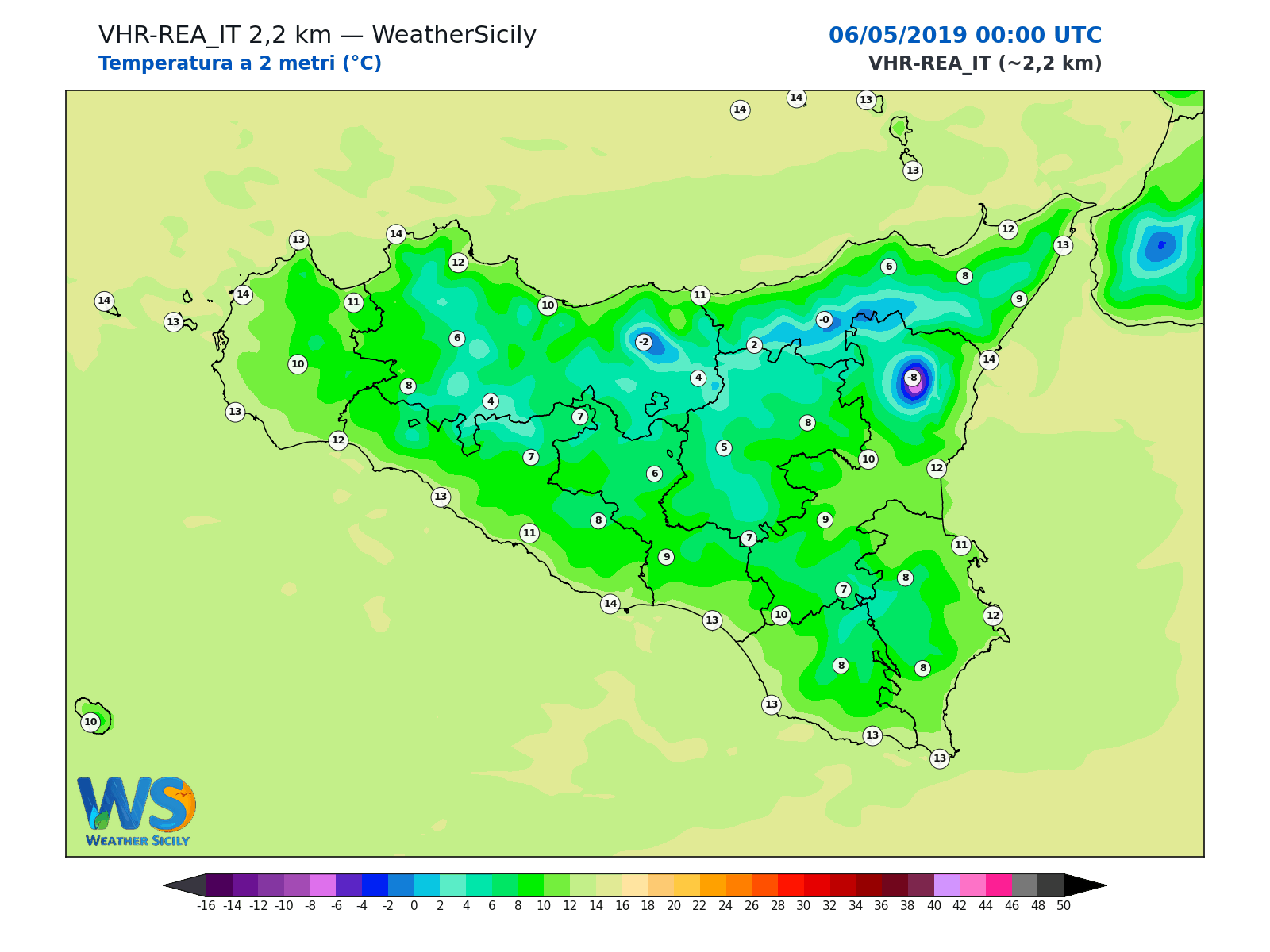 Temperatura a 2 metri · 2019050600