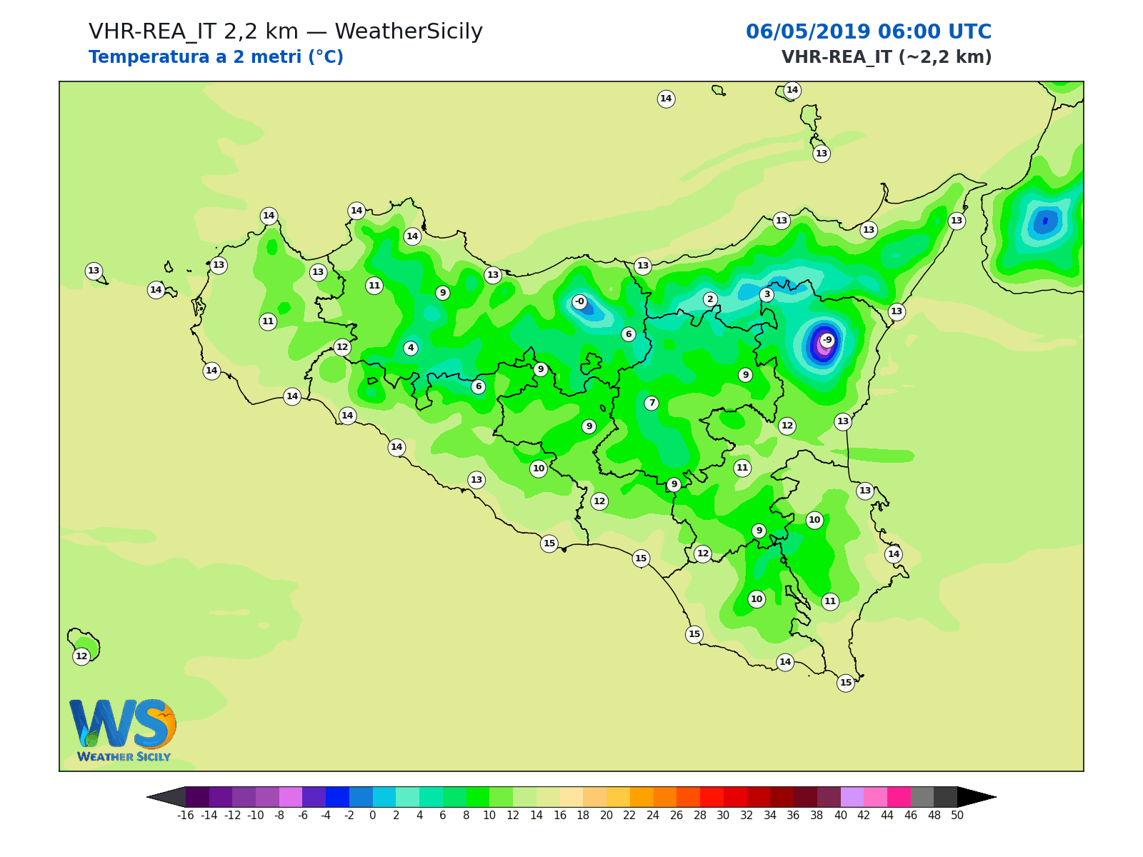 Temperatura a 2 metri · 2019050606