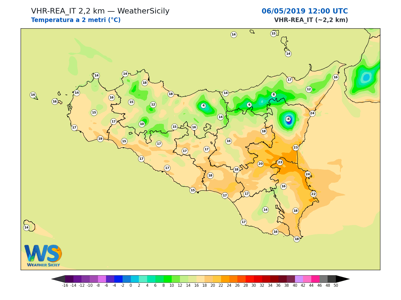 Temperatura a 2 metri · 2019050612