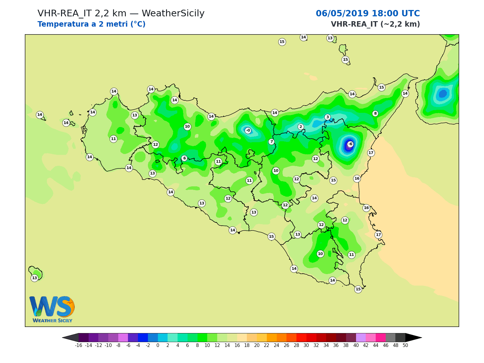 Temperatura a 2 metri · 2019050618