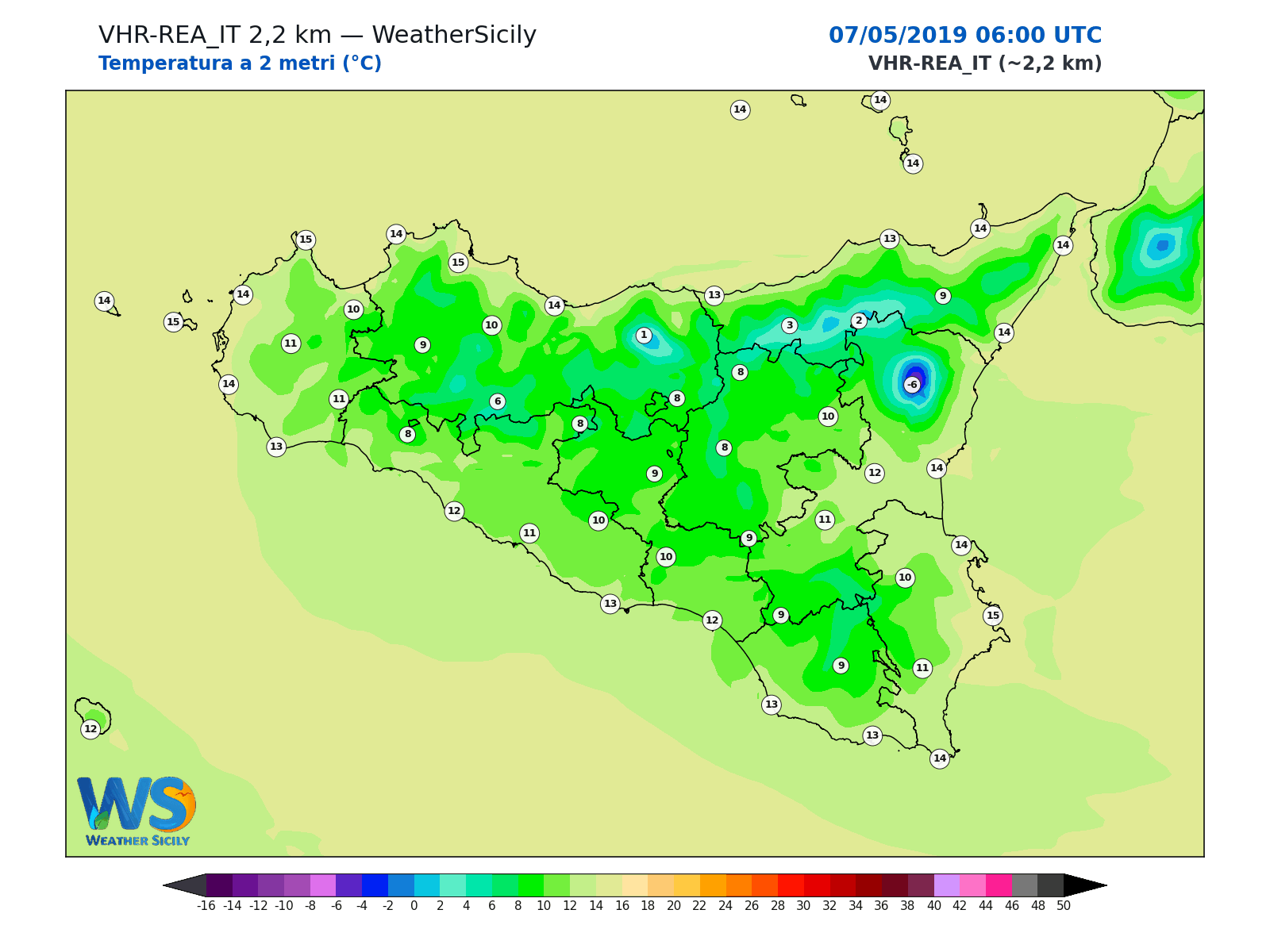 Temperatura a 2 metri · 2019050706