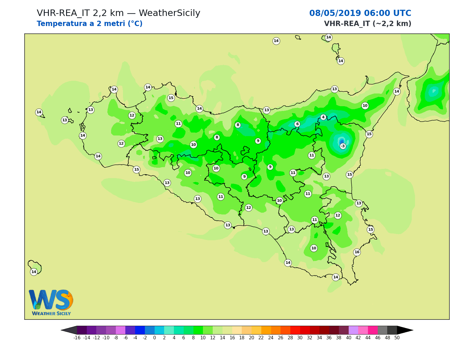 Temperatura a 2 metri · 2019050806