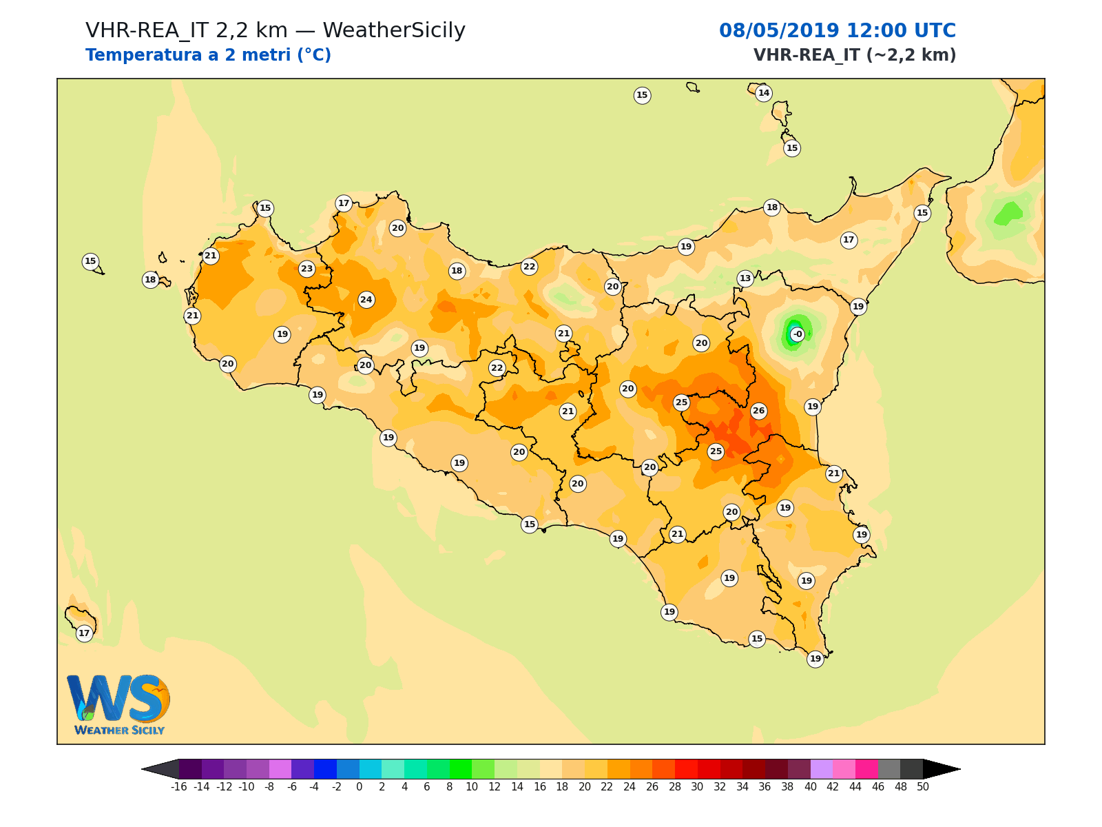 Temperatura a 2 metri · 2019050812