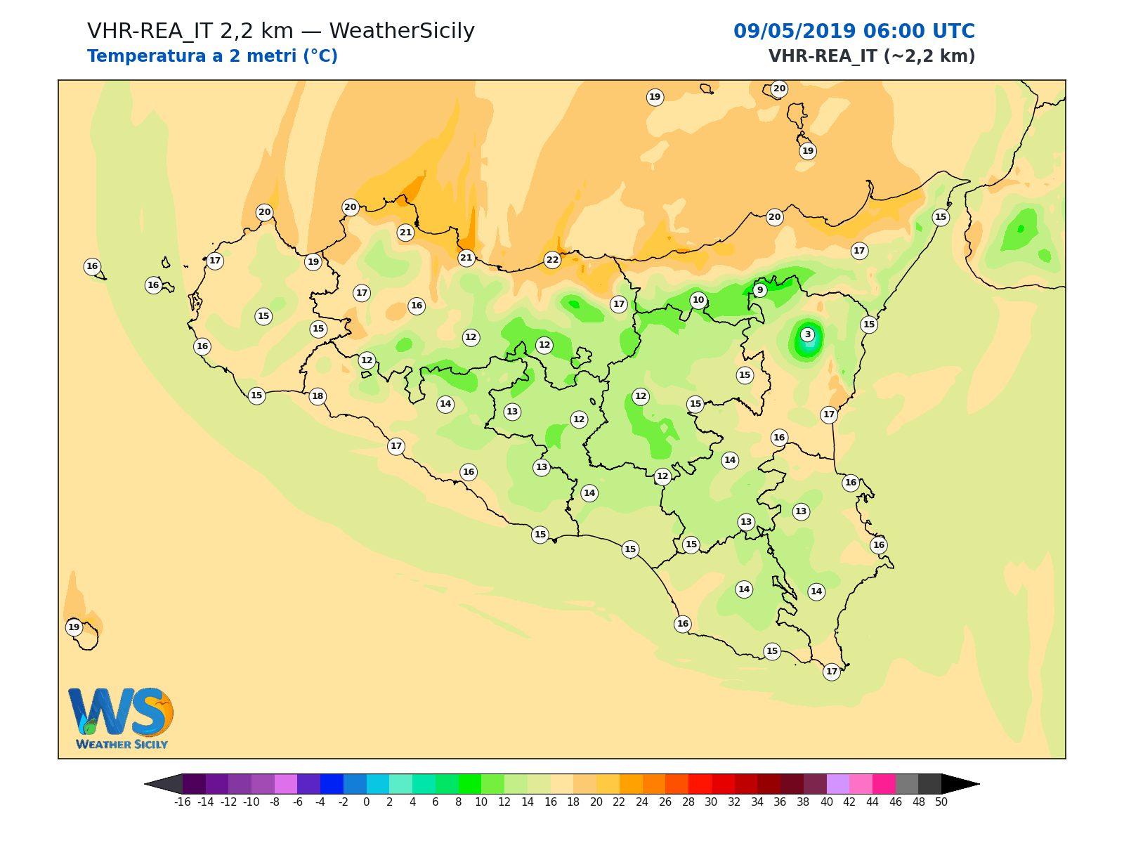 Temperatura a 2 metri · 2019050906