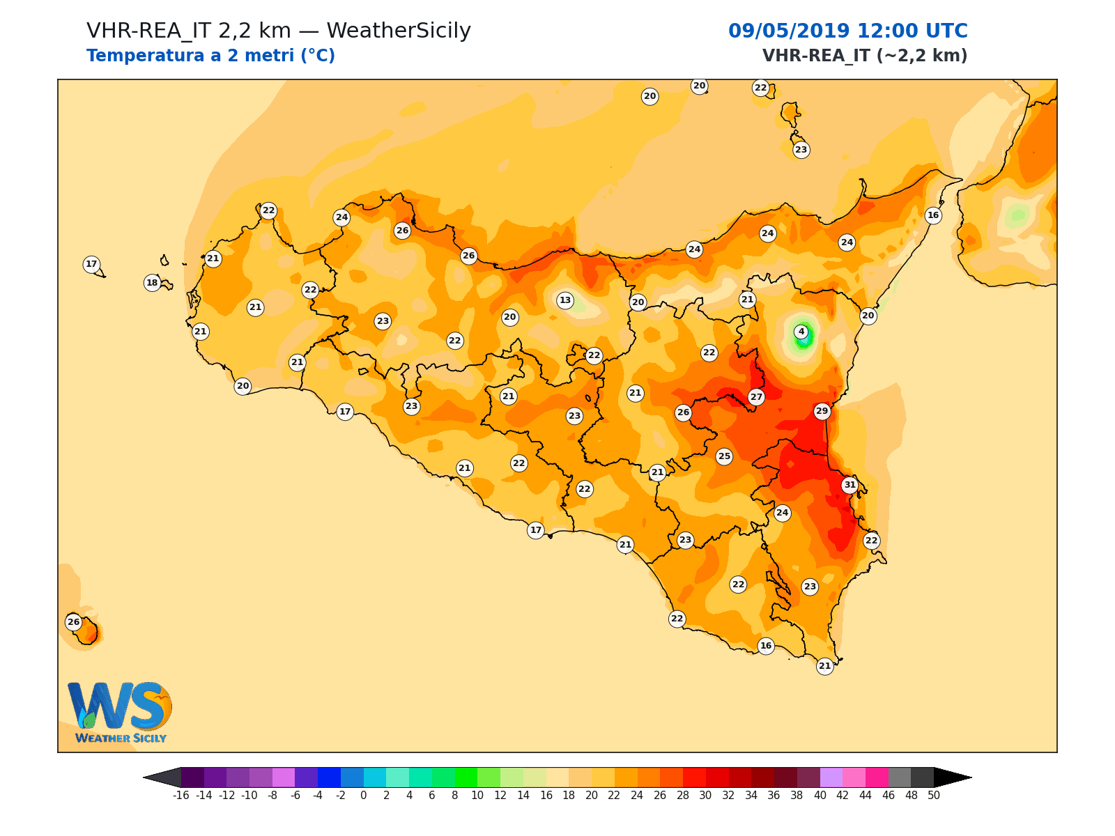 Temperatura a 2 metri · 2019050912