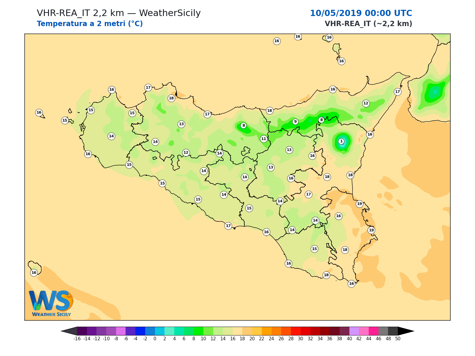 Temperatura a 2 metri · 2019051000