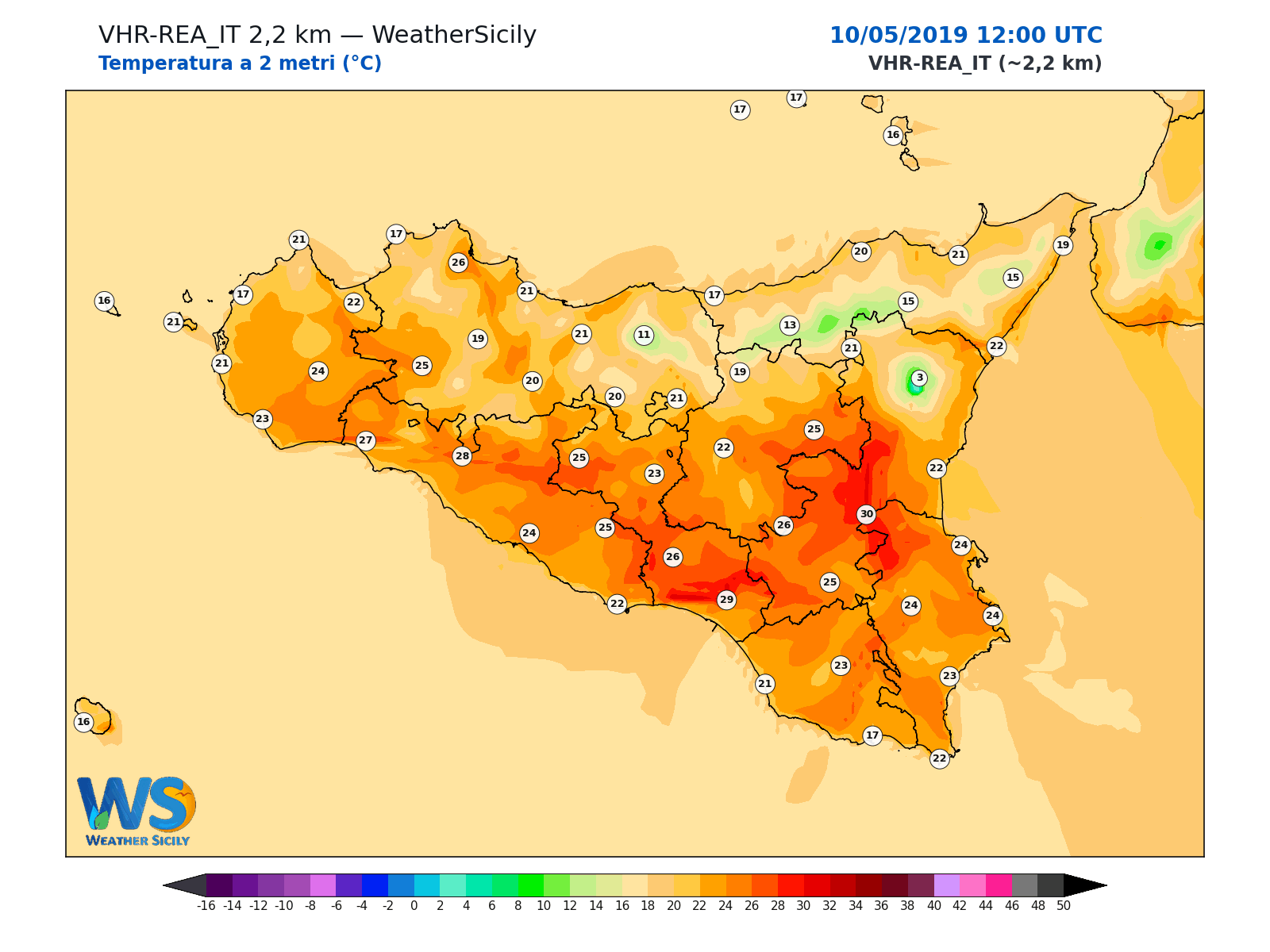 Temperatura a 2 metri · 2019051012