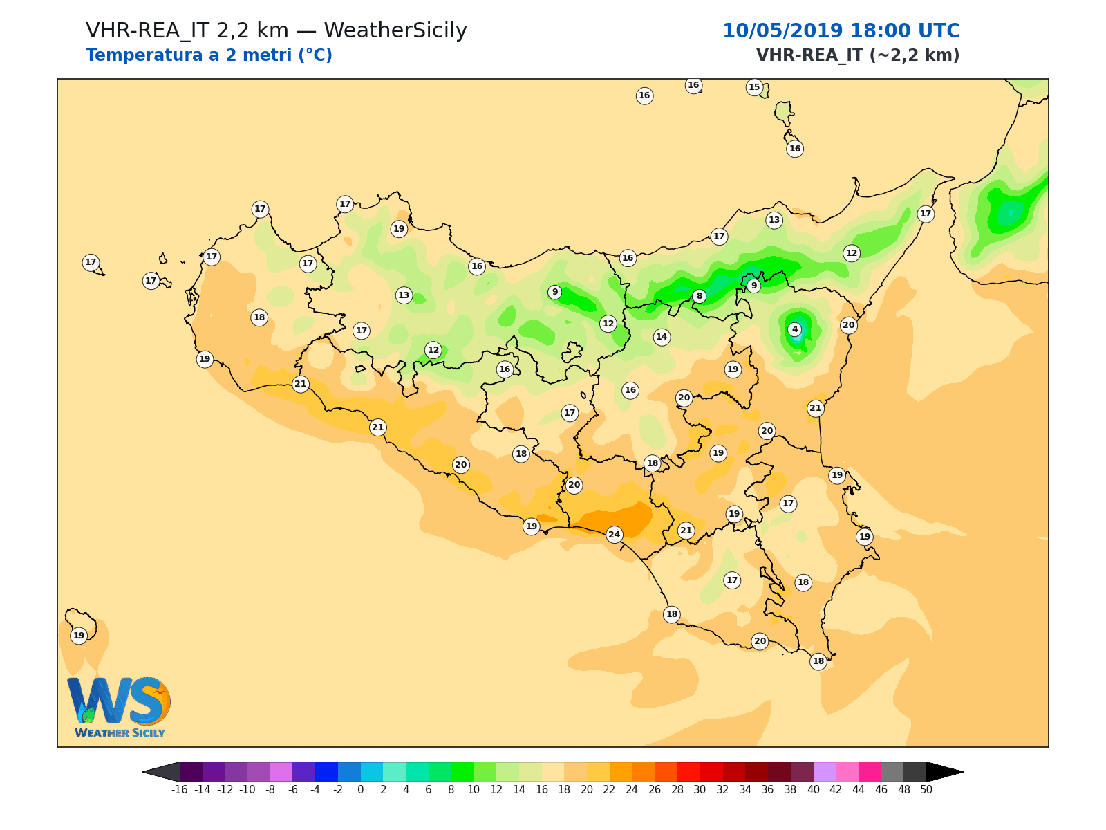 Temperatura a 2 metri · 2019051018