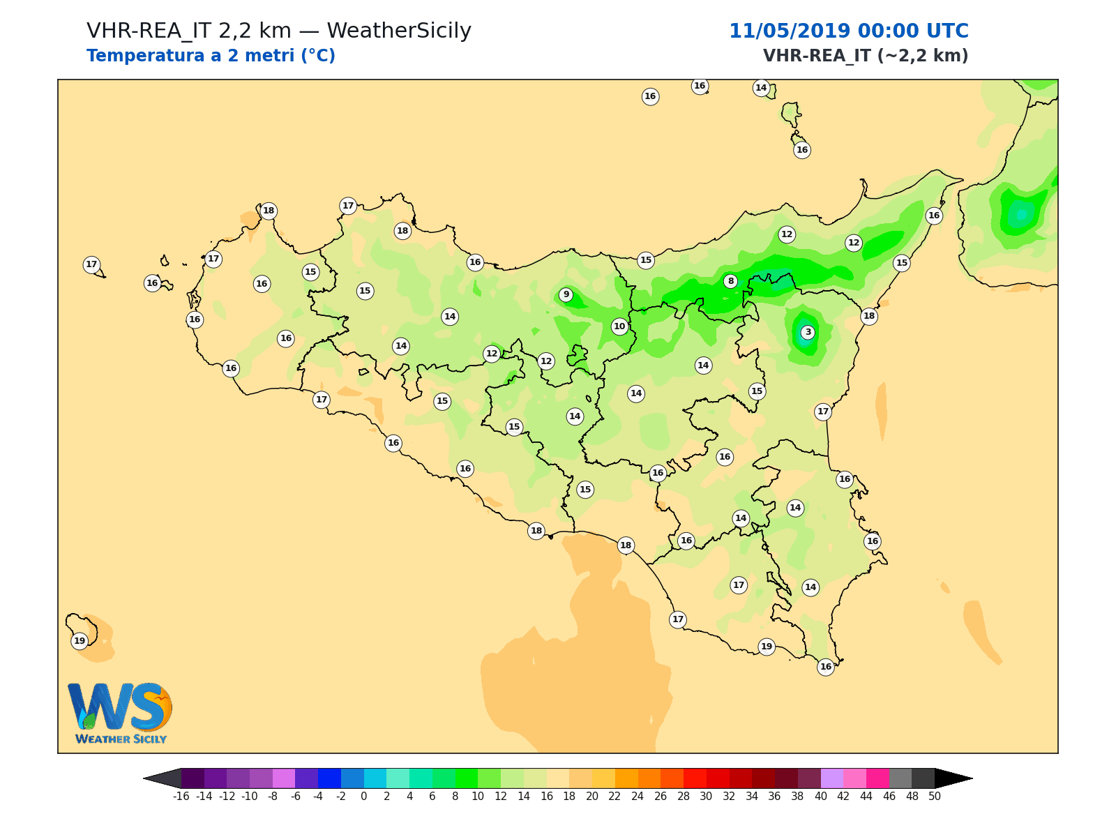 Temperatura a 2 metri · 2019051100