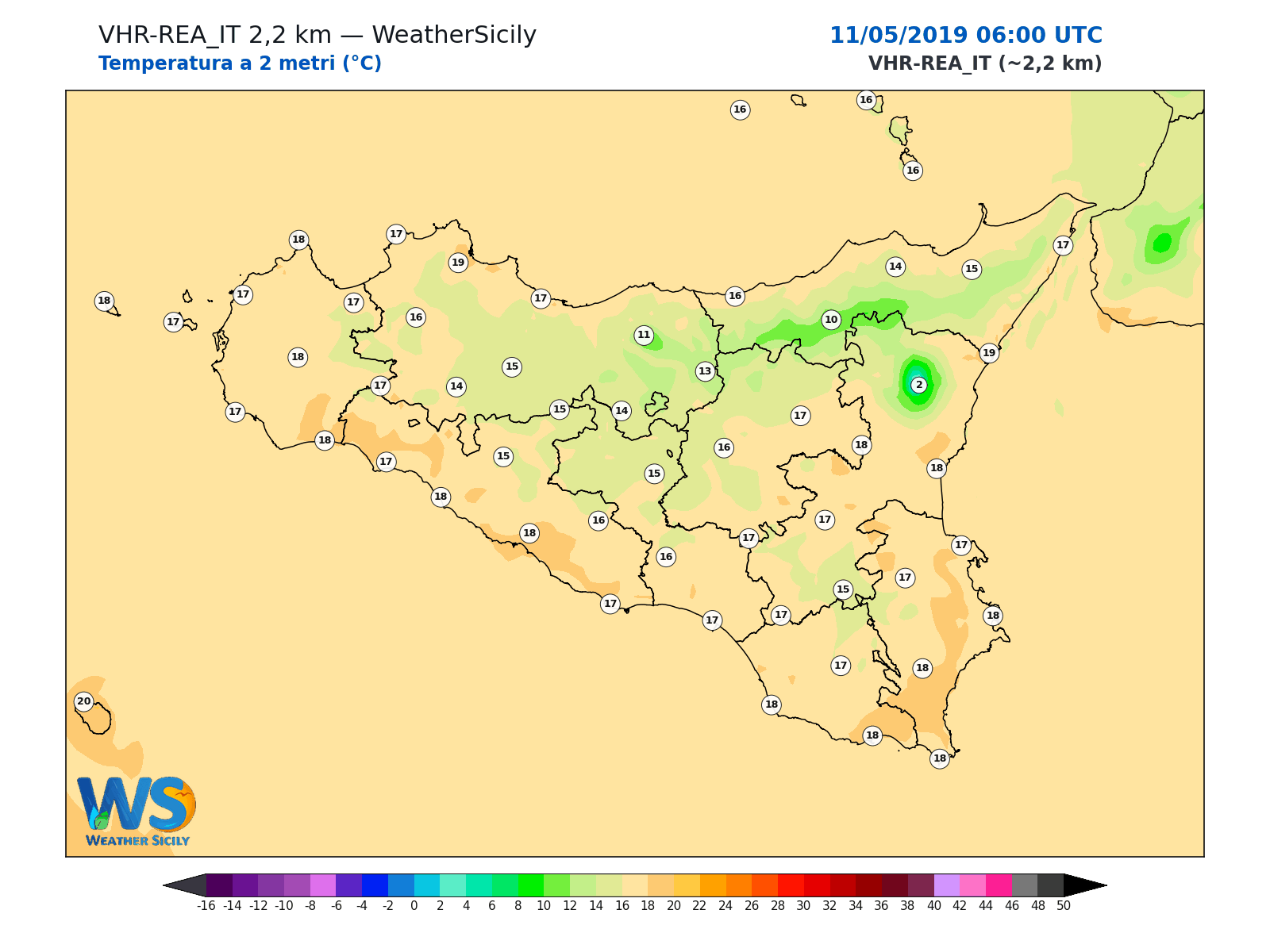 Temperatura a 2 metri · 2019051106