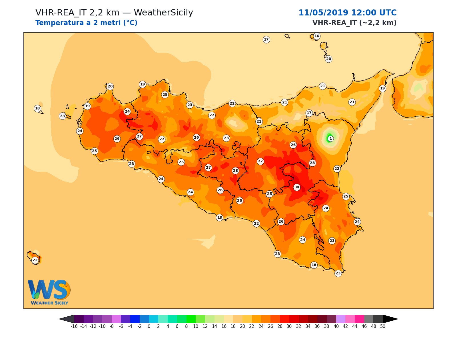 Temperatura a 2 metri · 2019051112