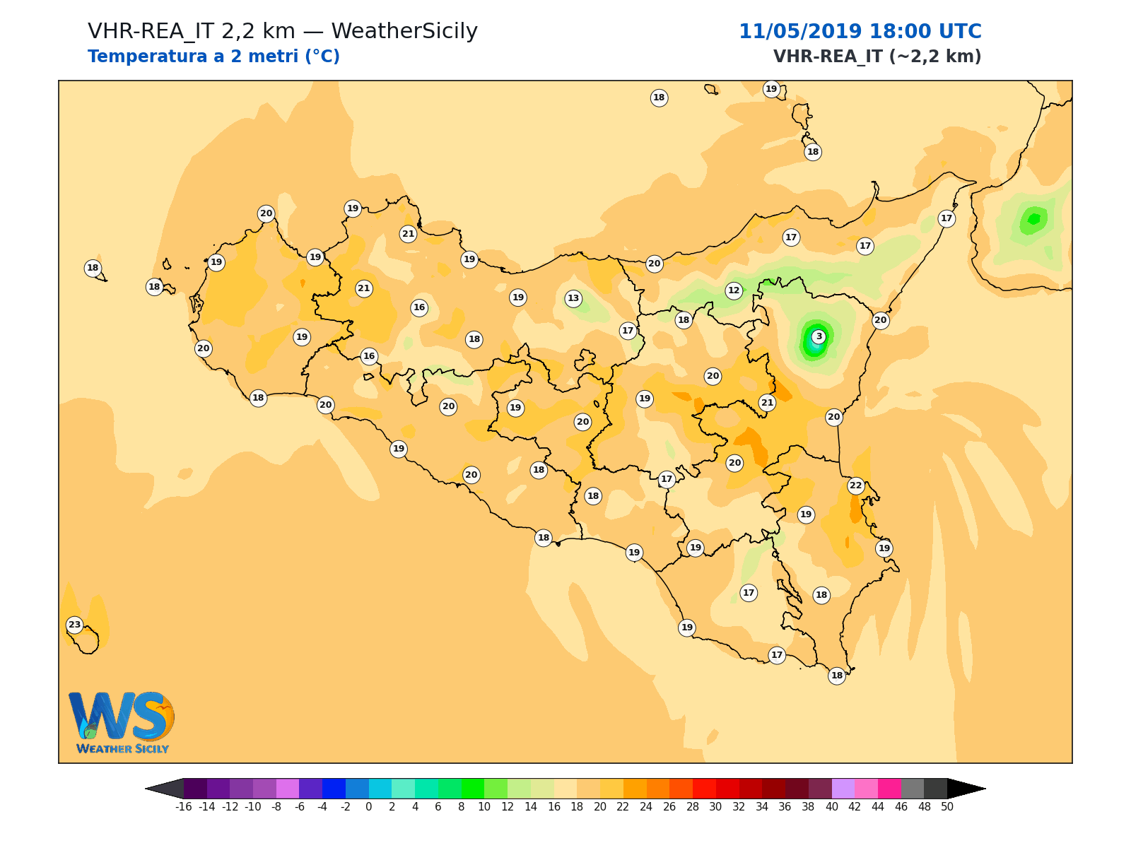 Temperatura a 2 metri · 2019051118