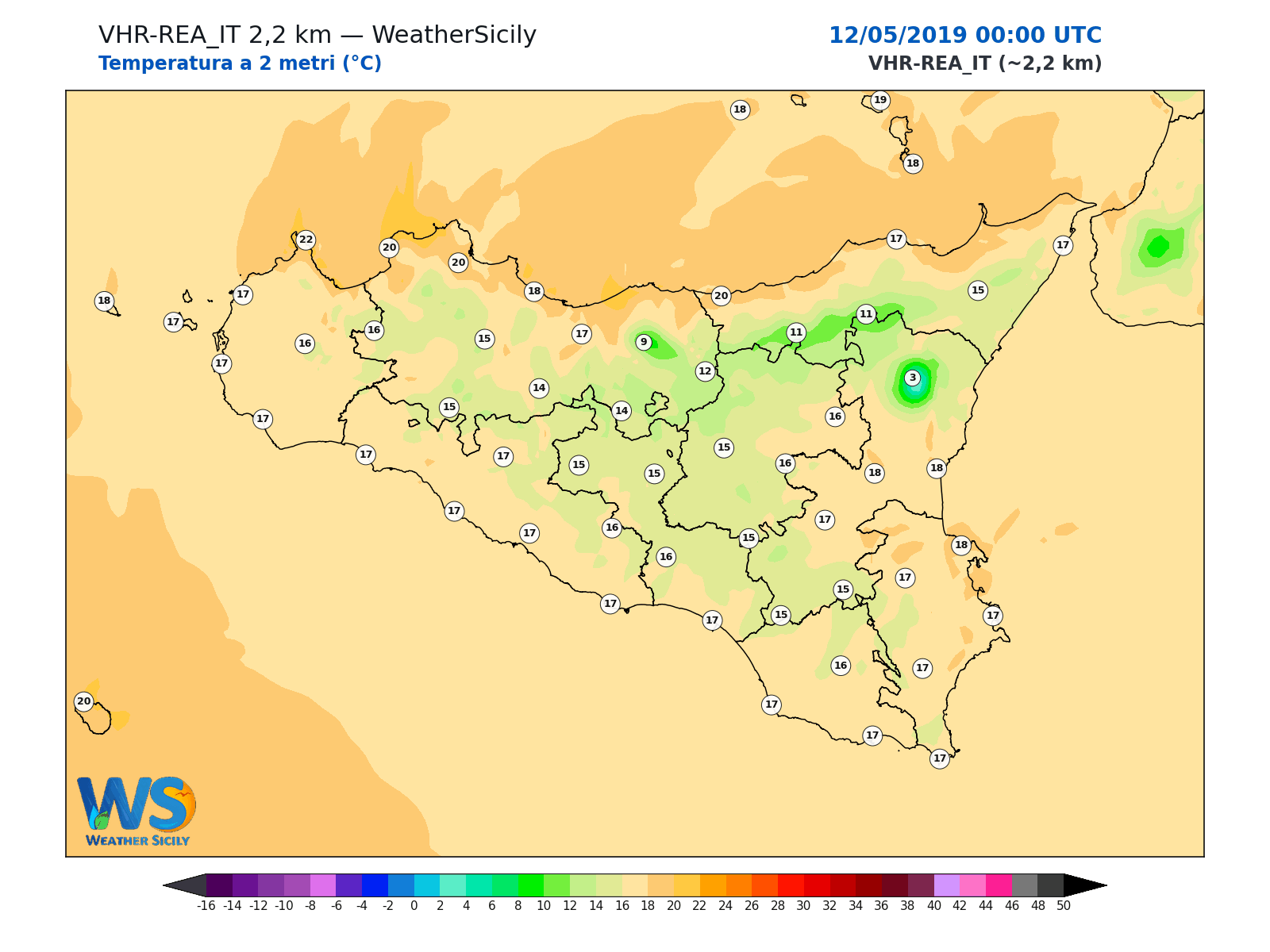 Temperatura a 2 metri · 2019051200