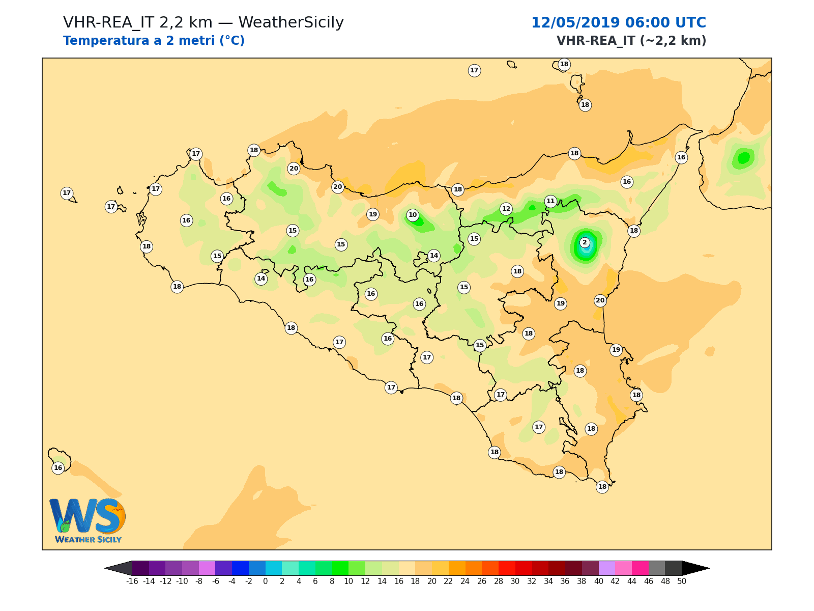 Temperatura a 2 metri · 2019051206