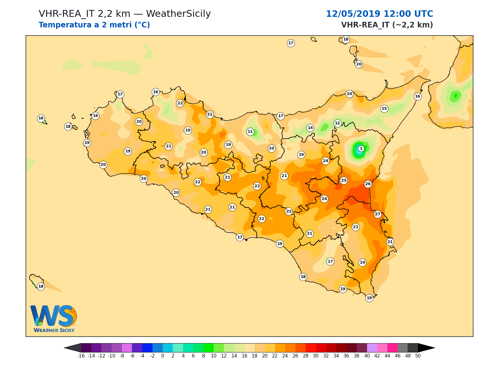 Temperatura a 2 metri · 2019051212