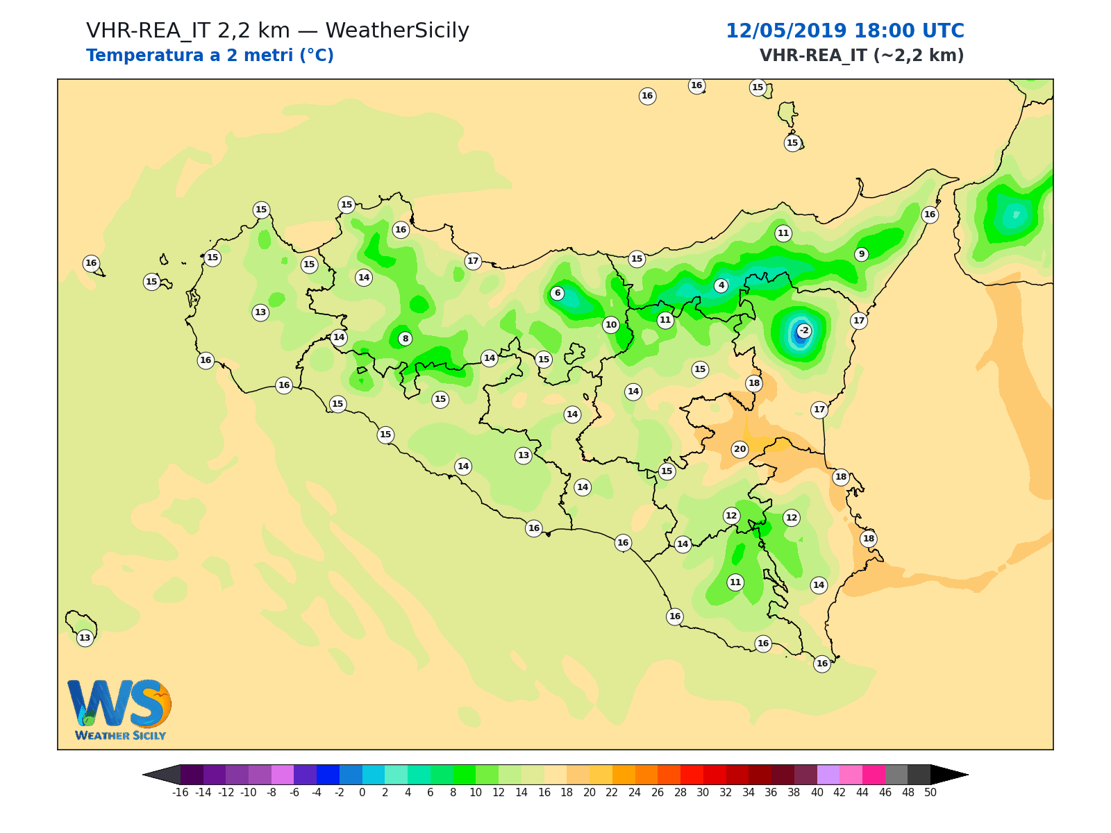 Temperatura a 2 metri · 2019051218