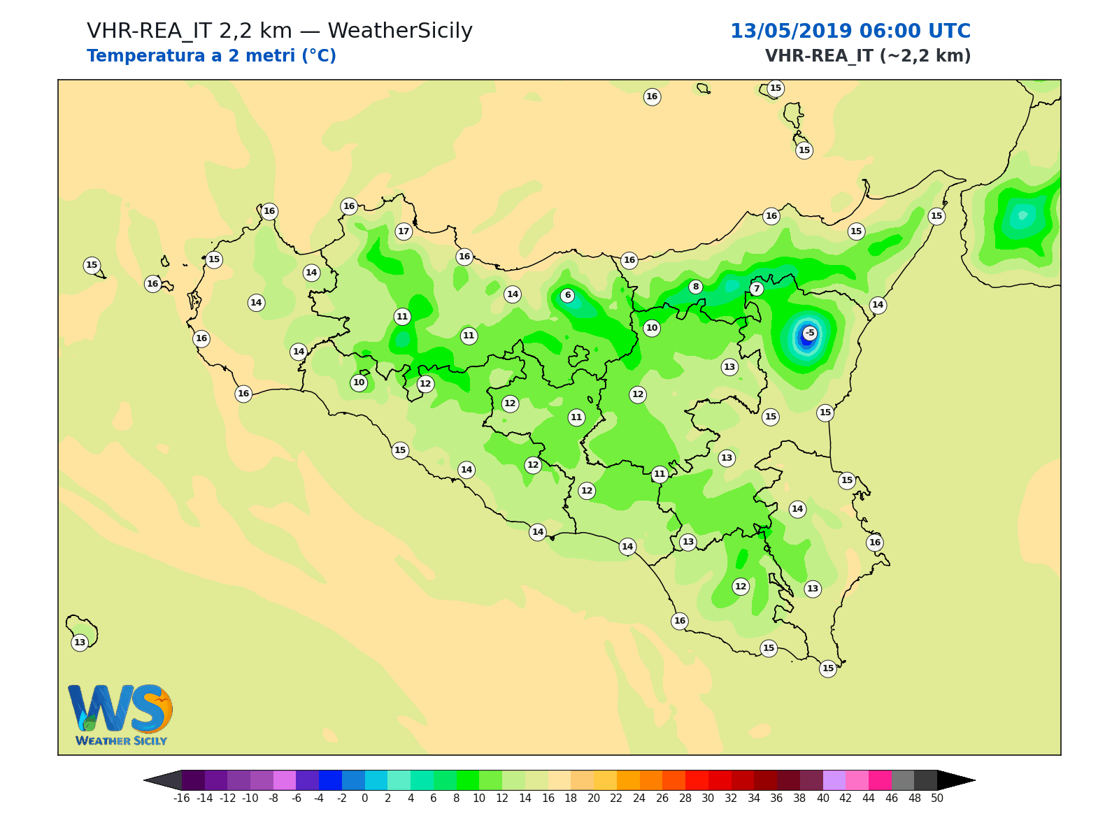 Temperatura a 2 metri · 2019051306