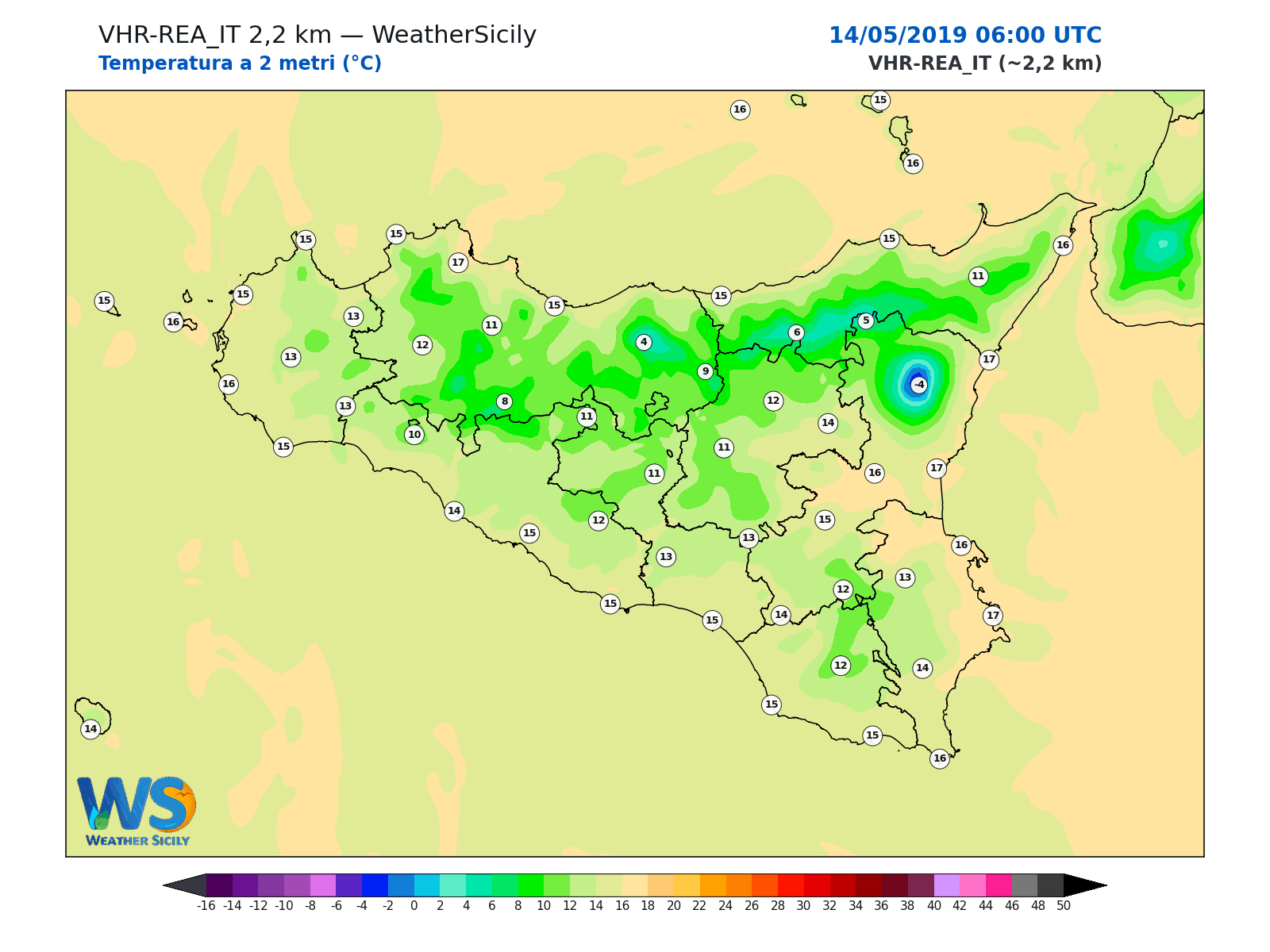 Temperatura a 2 metri · 2019051406