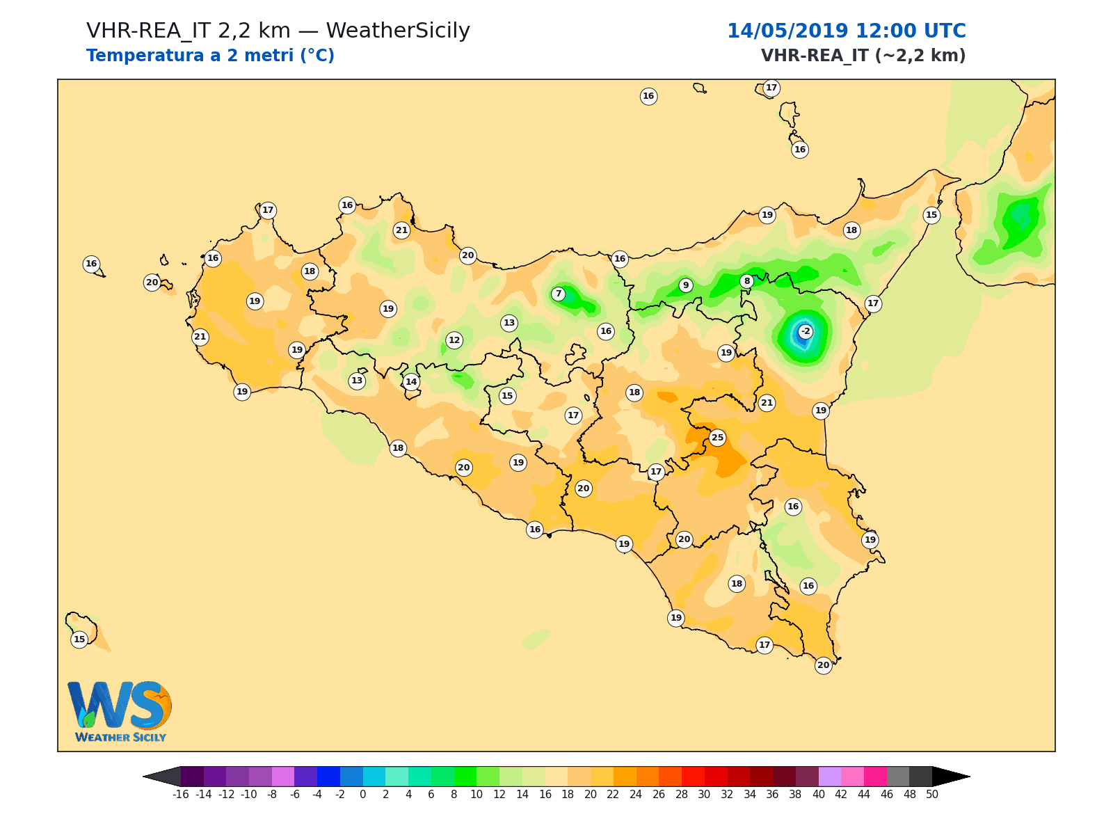 Temperatura a 2 metri · 2019051412