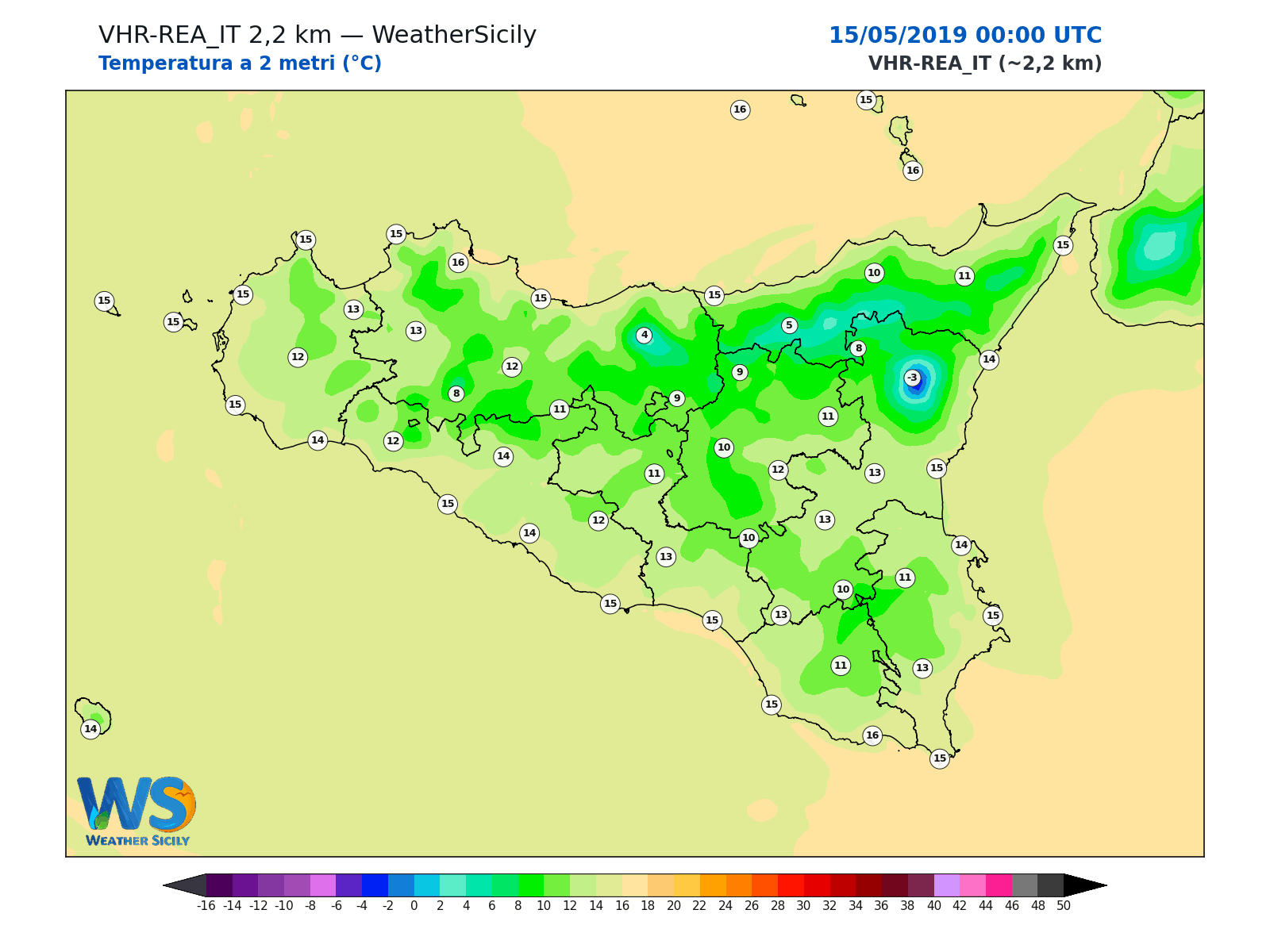 Temperatura a 2 metri · 2019051500