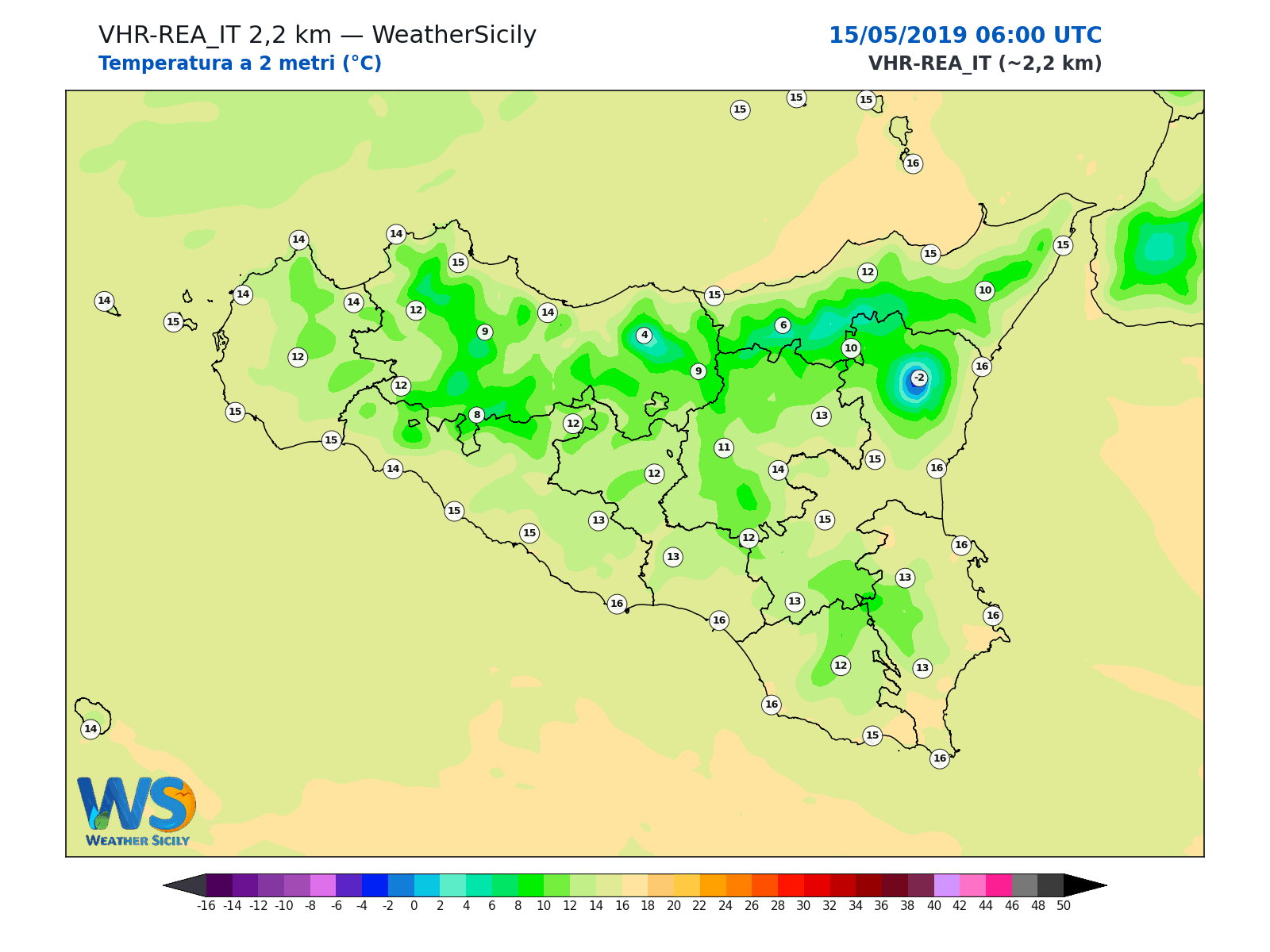 Temperatura a 2 metri · 2019051506