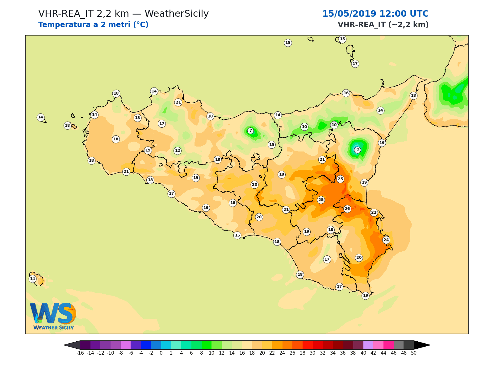 Temperatura a 2 metri · 2019051512