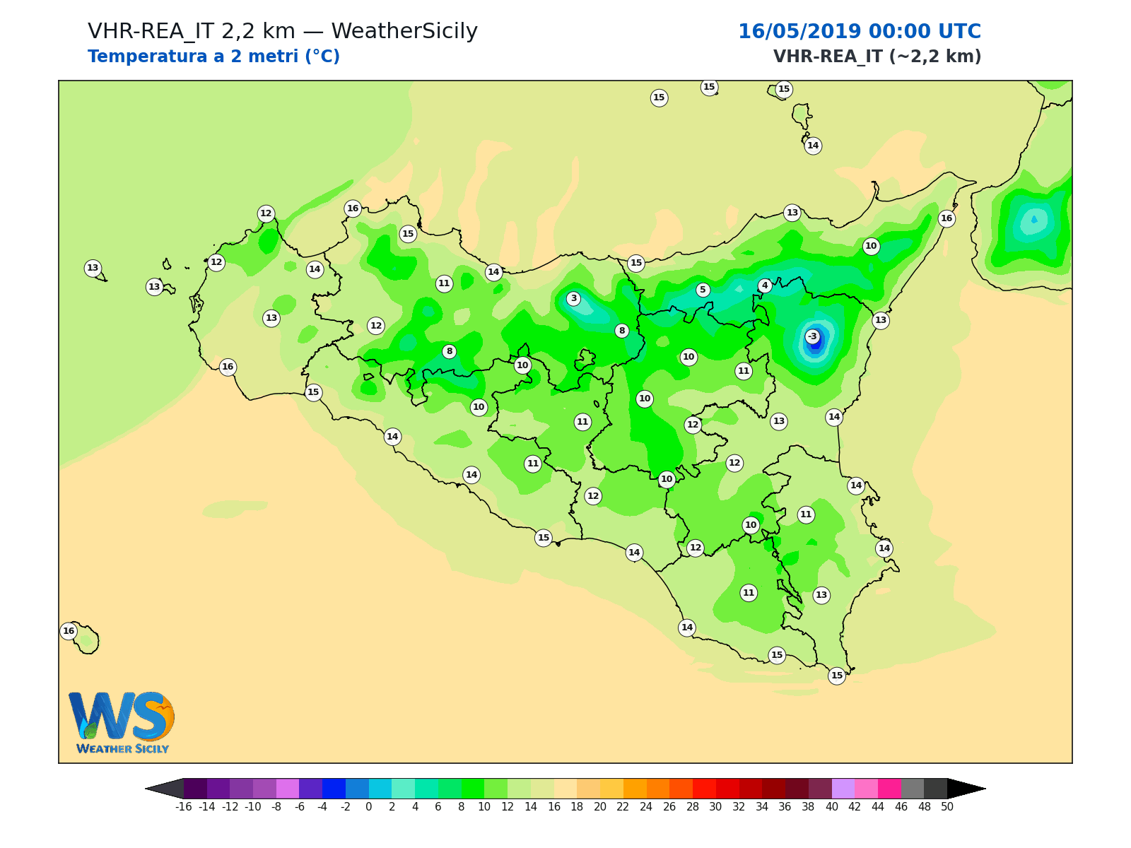 Temperatura a 2 metri · 2019051600