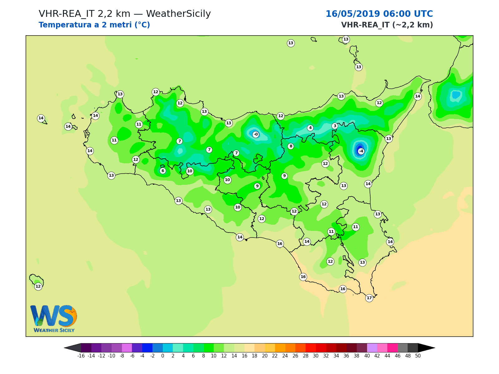Temperatura a 2 metri · 2019051606