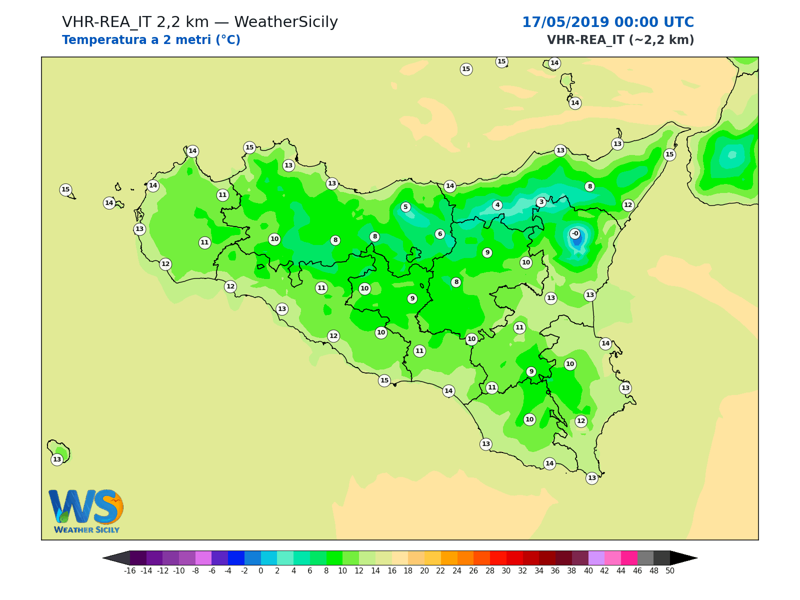 Temperatura a 2 metri · 2019051700