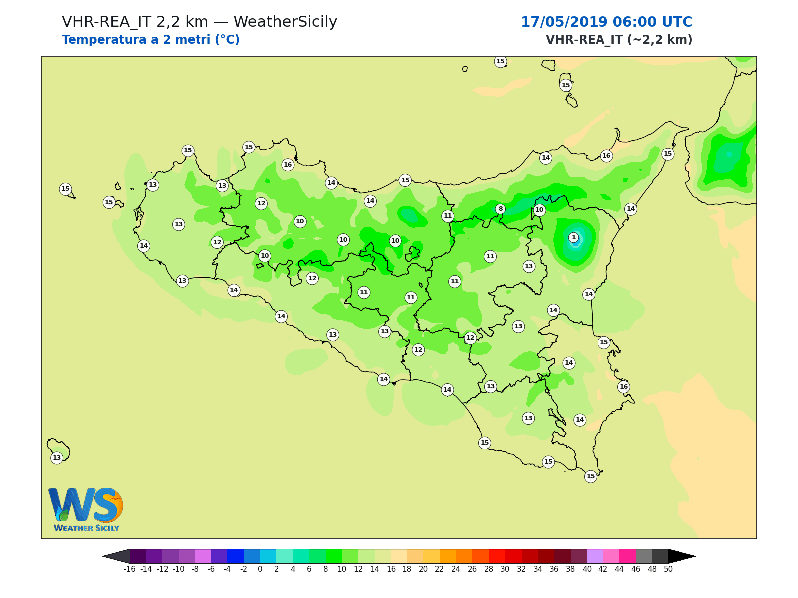 Temperatura a 2 metri · 2019051706