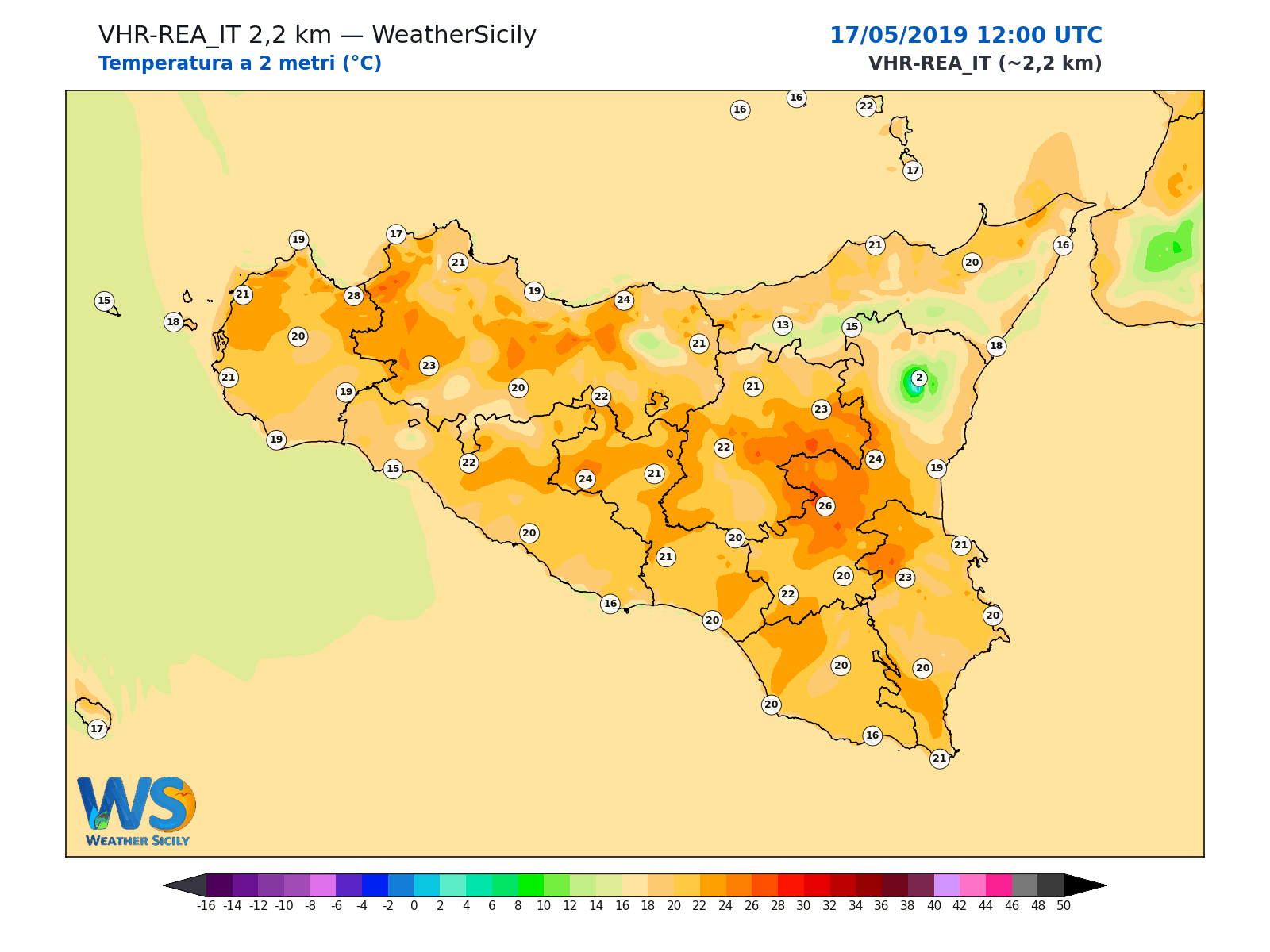 Temperatura a 2 metri · 2019051712