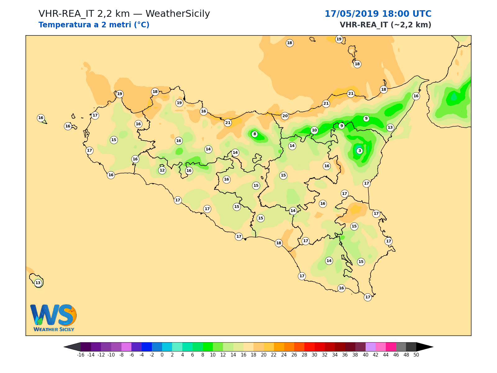 Temperatura a 2 metri · 2019051718