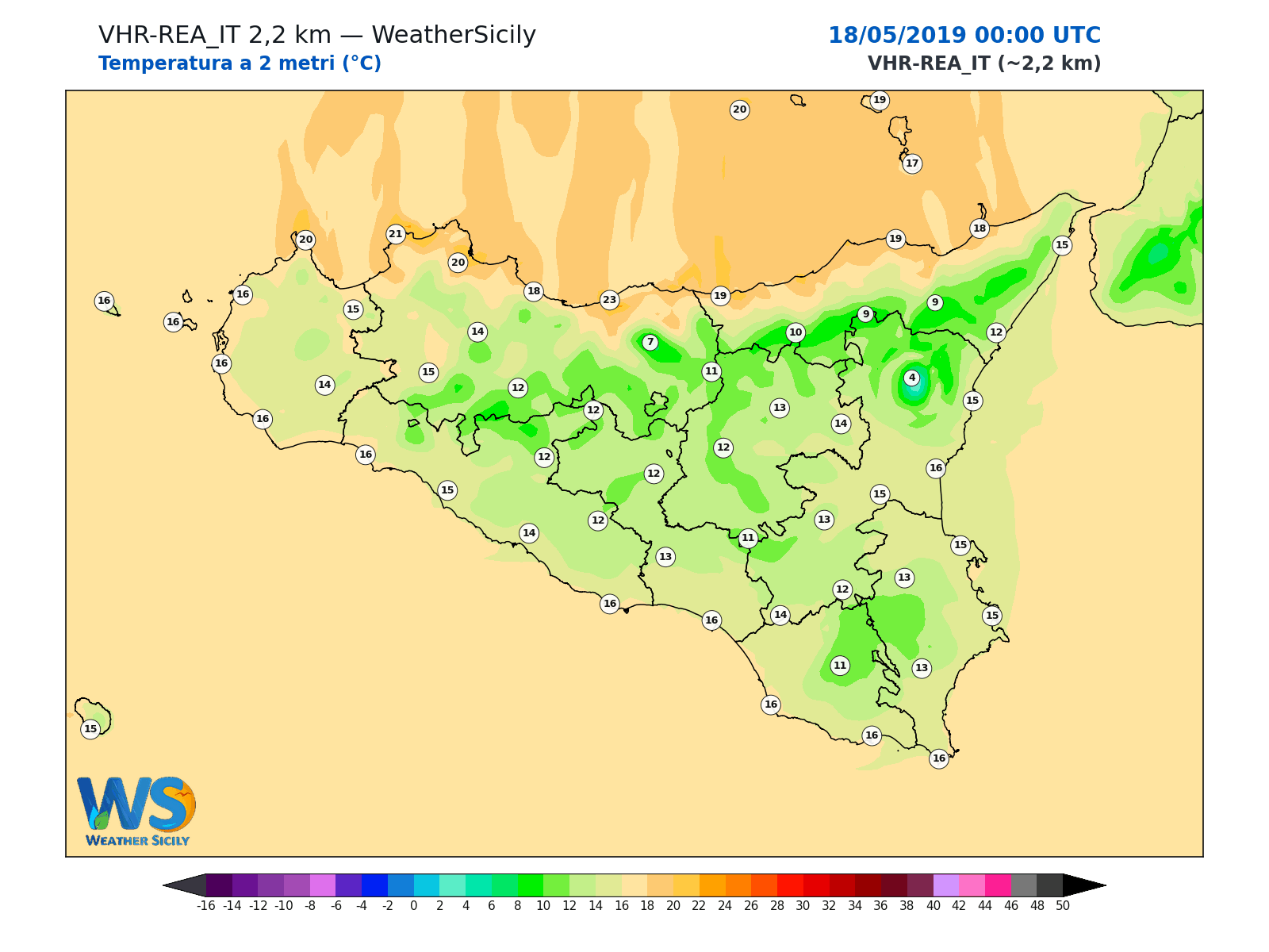 Temperatura a 2 metri · 2019051800