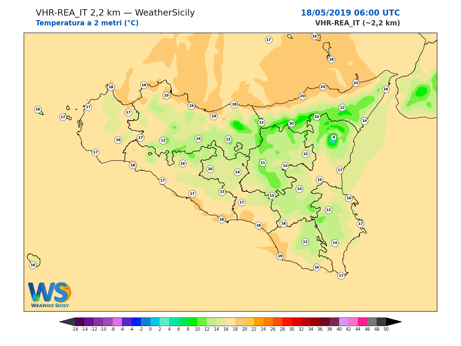 Temperatura a 2 metri · 2019051806