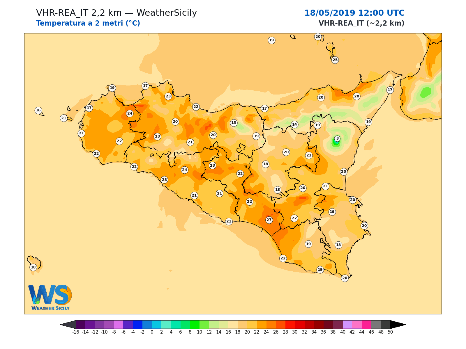Temperatura a 2 metri · 2019051812
