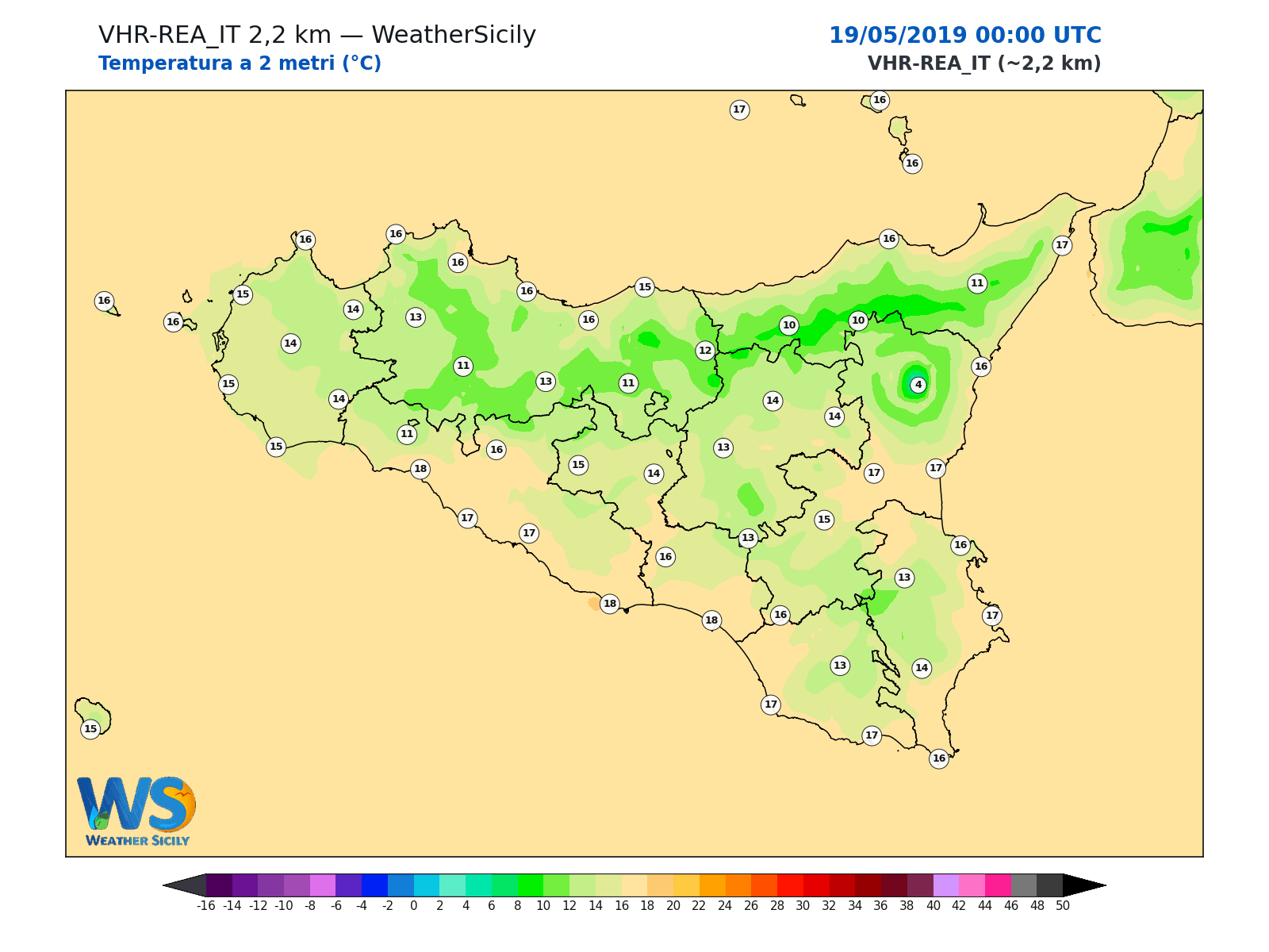 Temperatura a 2 metri · 2019051900