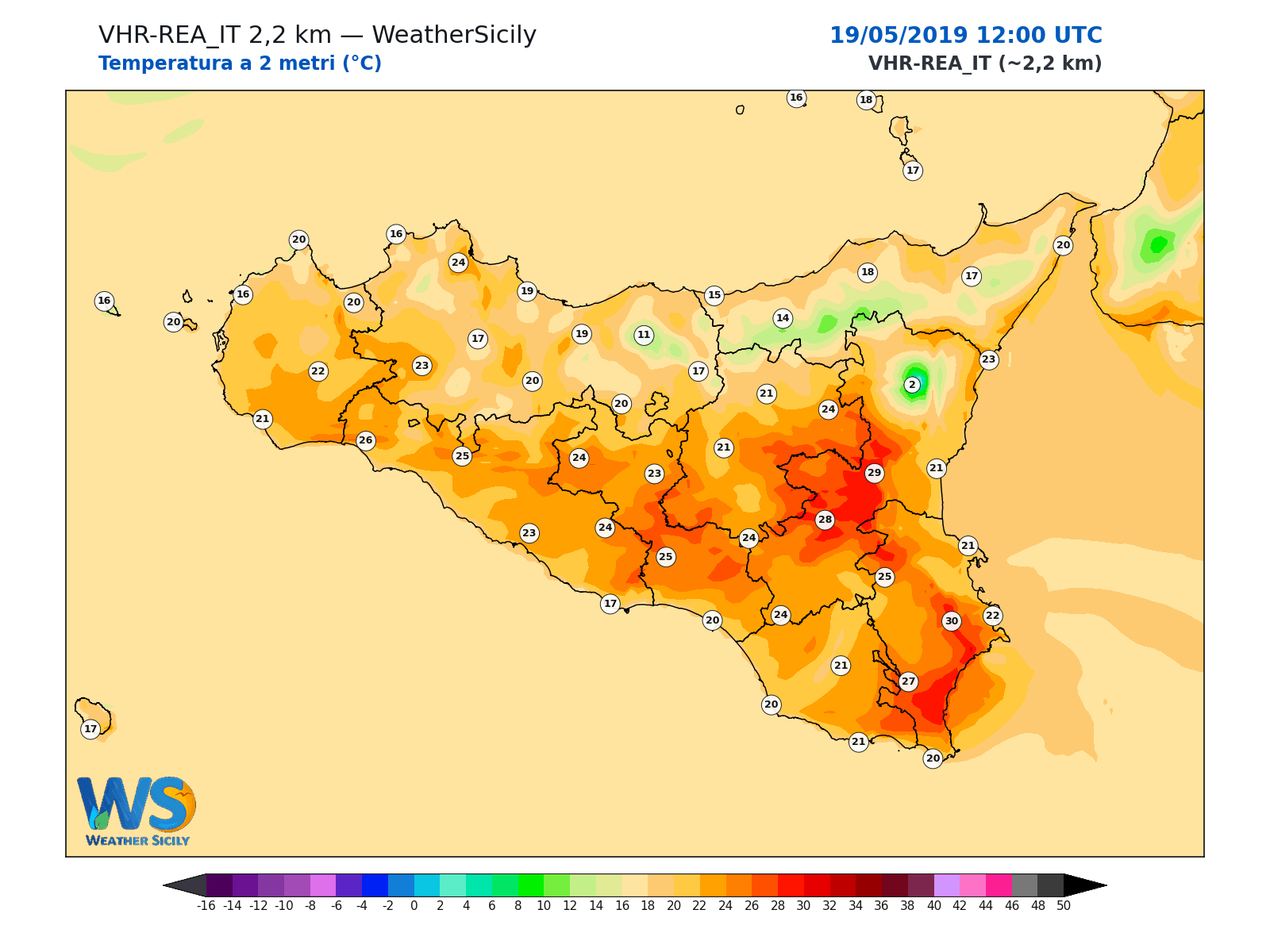 Temperatura a 2 metri · 2019051912