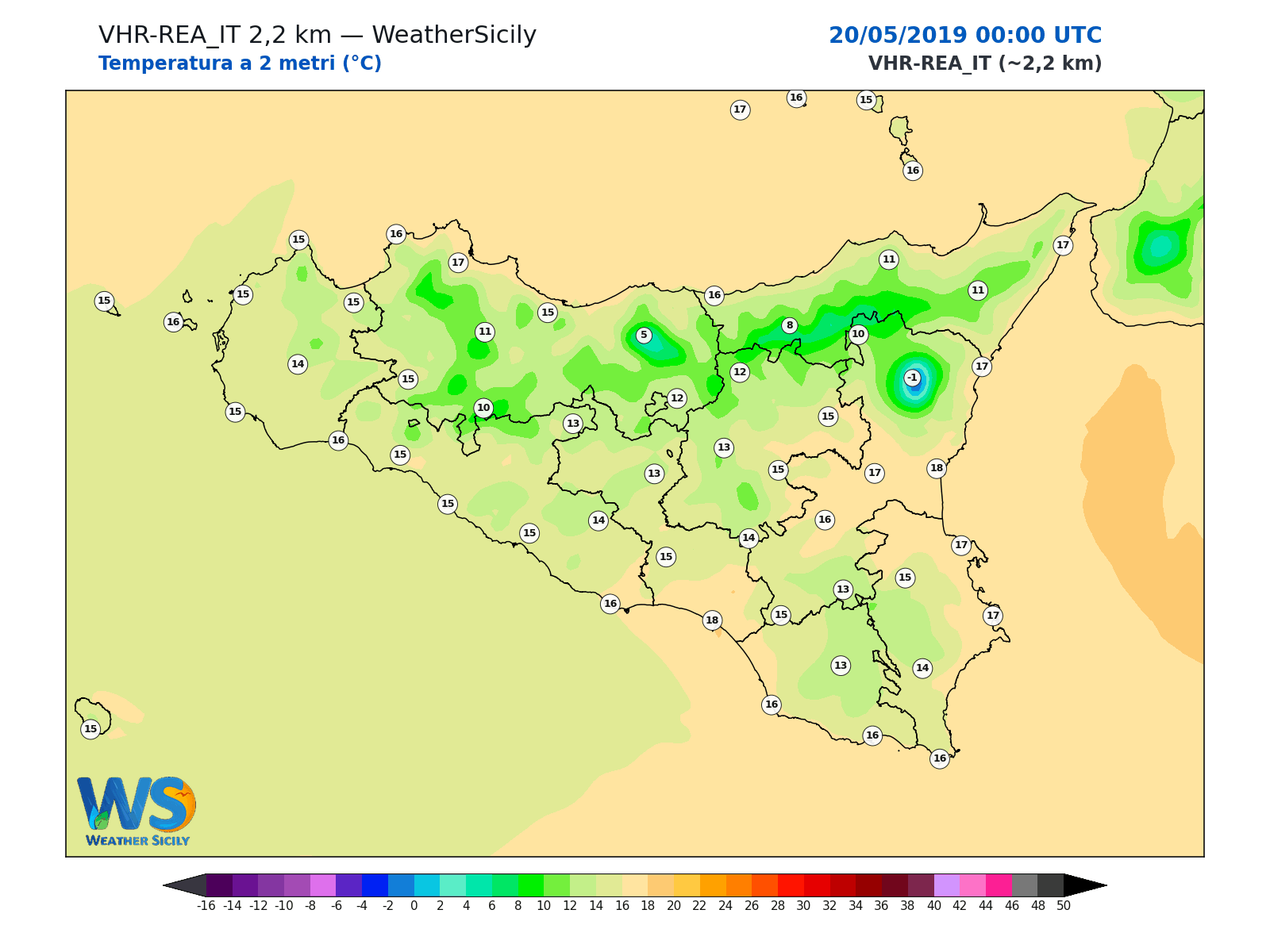 Temperatura a 2 metri · 2019052000
