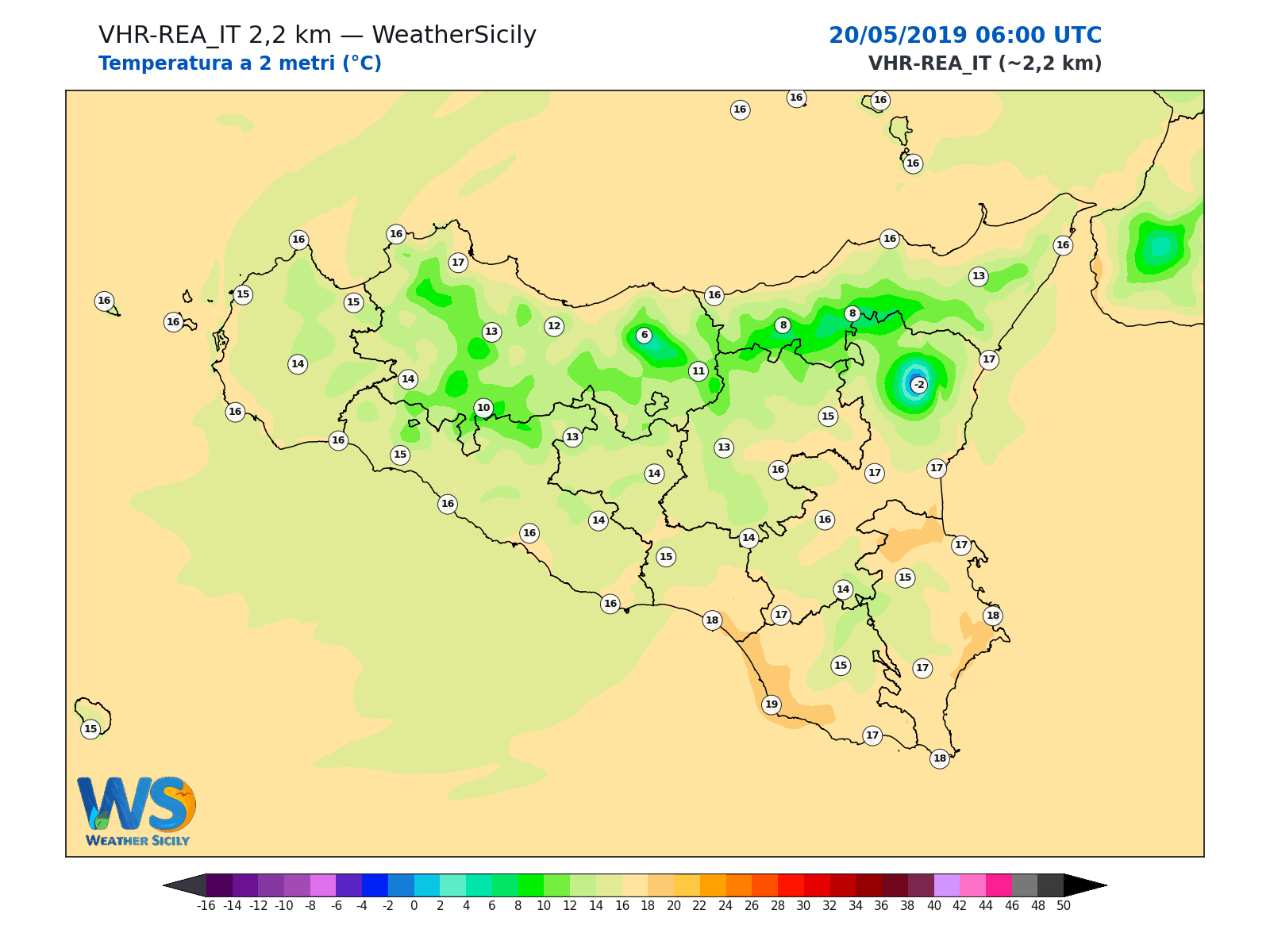 Temperatura a 2 metri · 2019052006