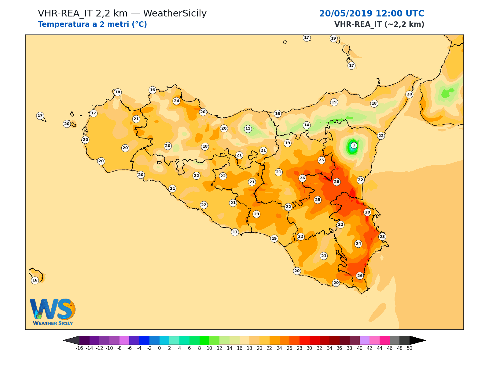 Temperatura a 2 metri · 2019052012