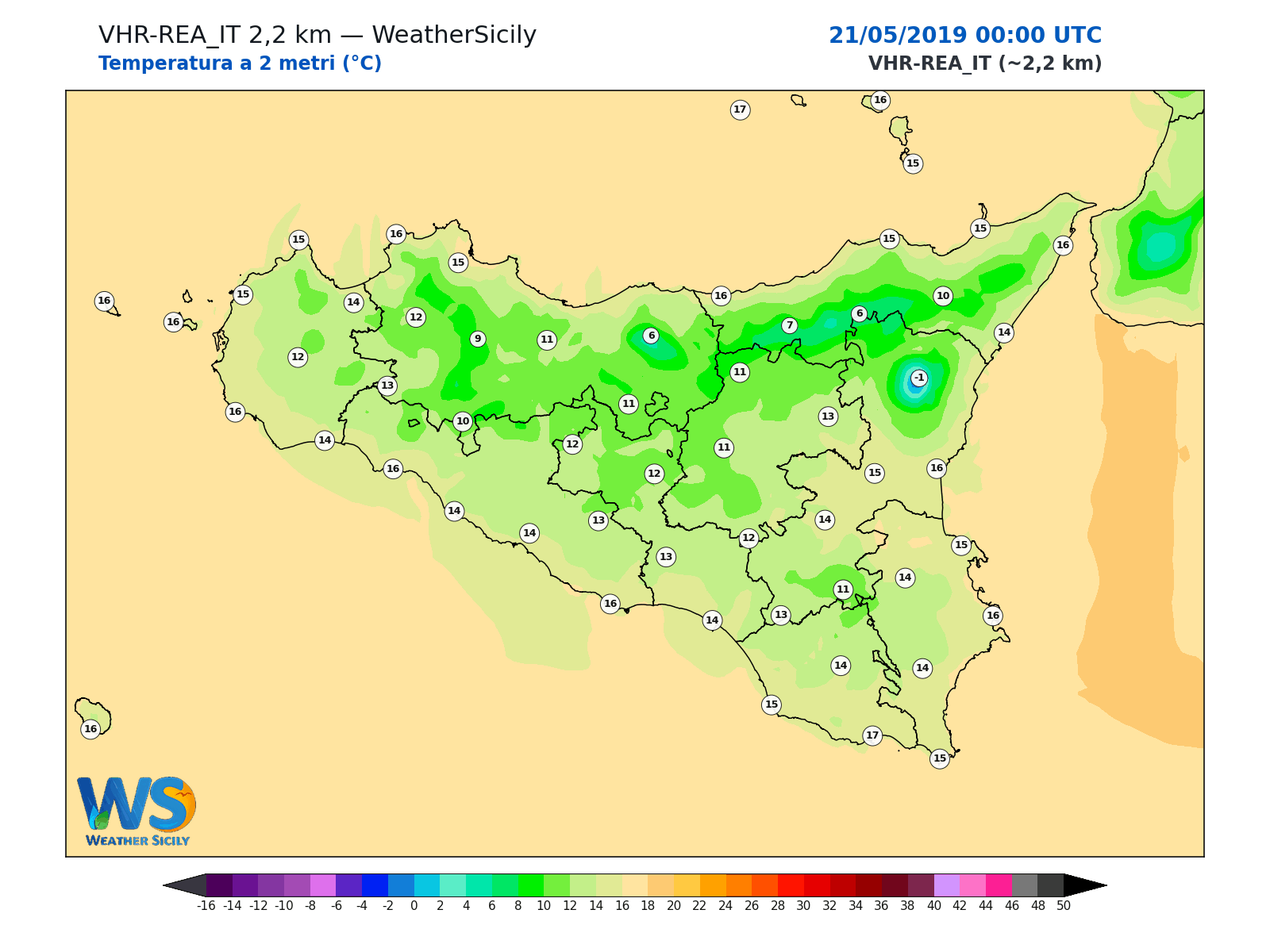 Temperatura a 2 metri · 2019052100