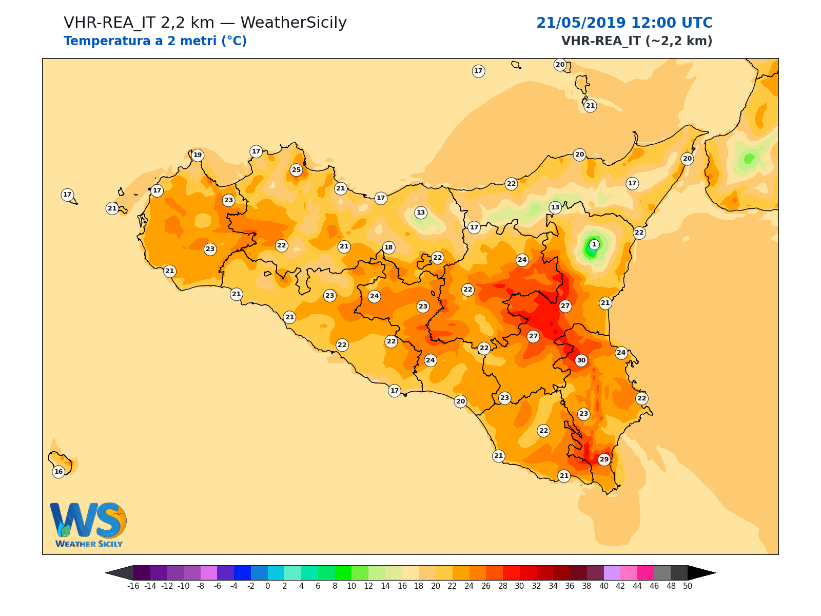 Temperatura a 2 metri · 2019052112